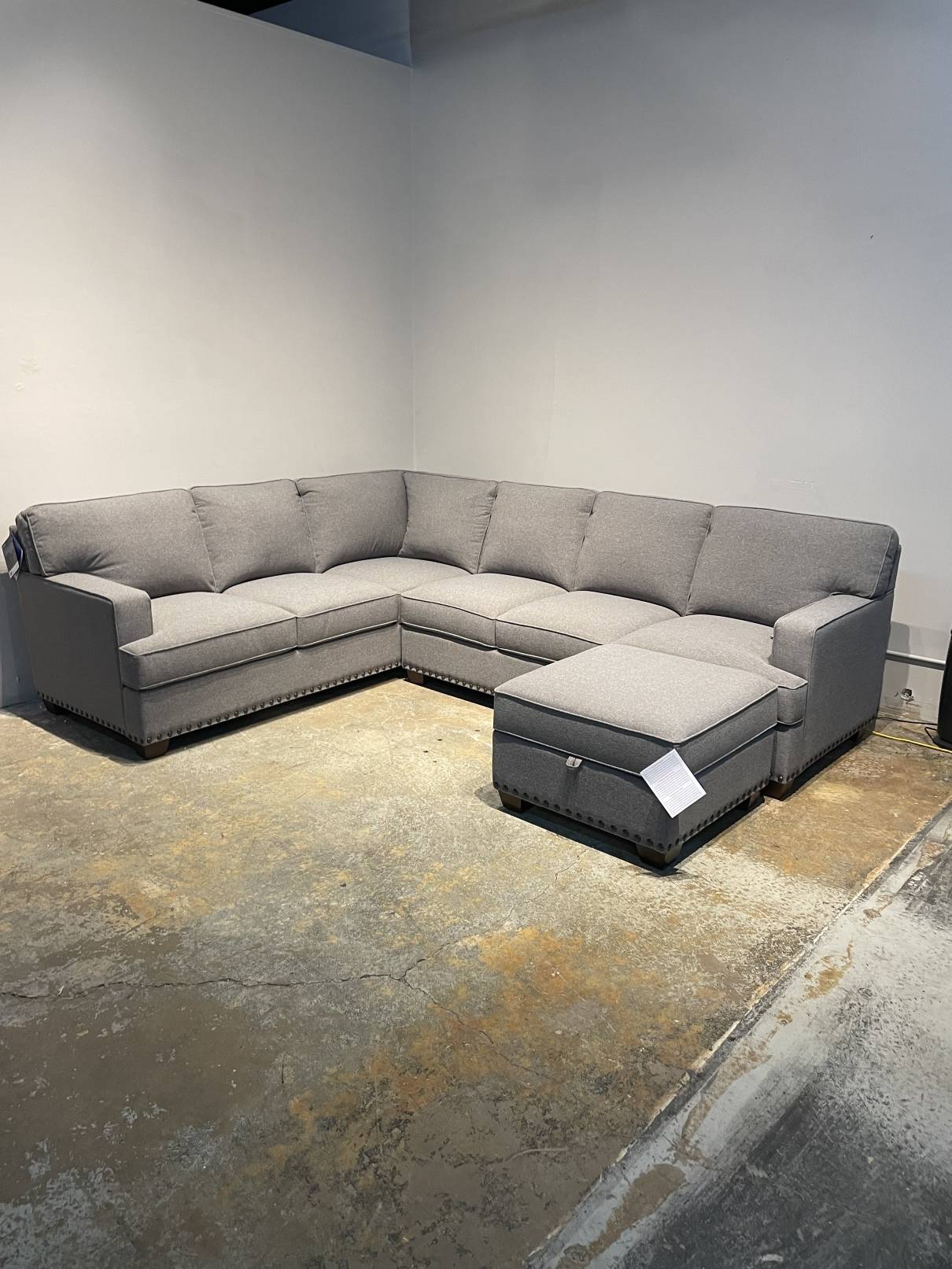 Thomasville Emilee Fabric Sectional with Storage Ottoman