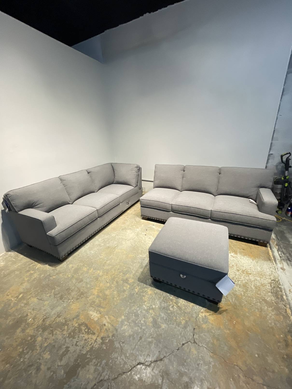 Thomasville Emilee Fabric Sectional with Storage Ottoman