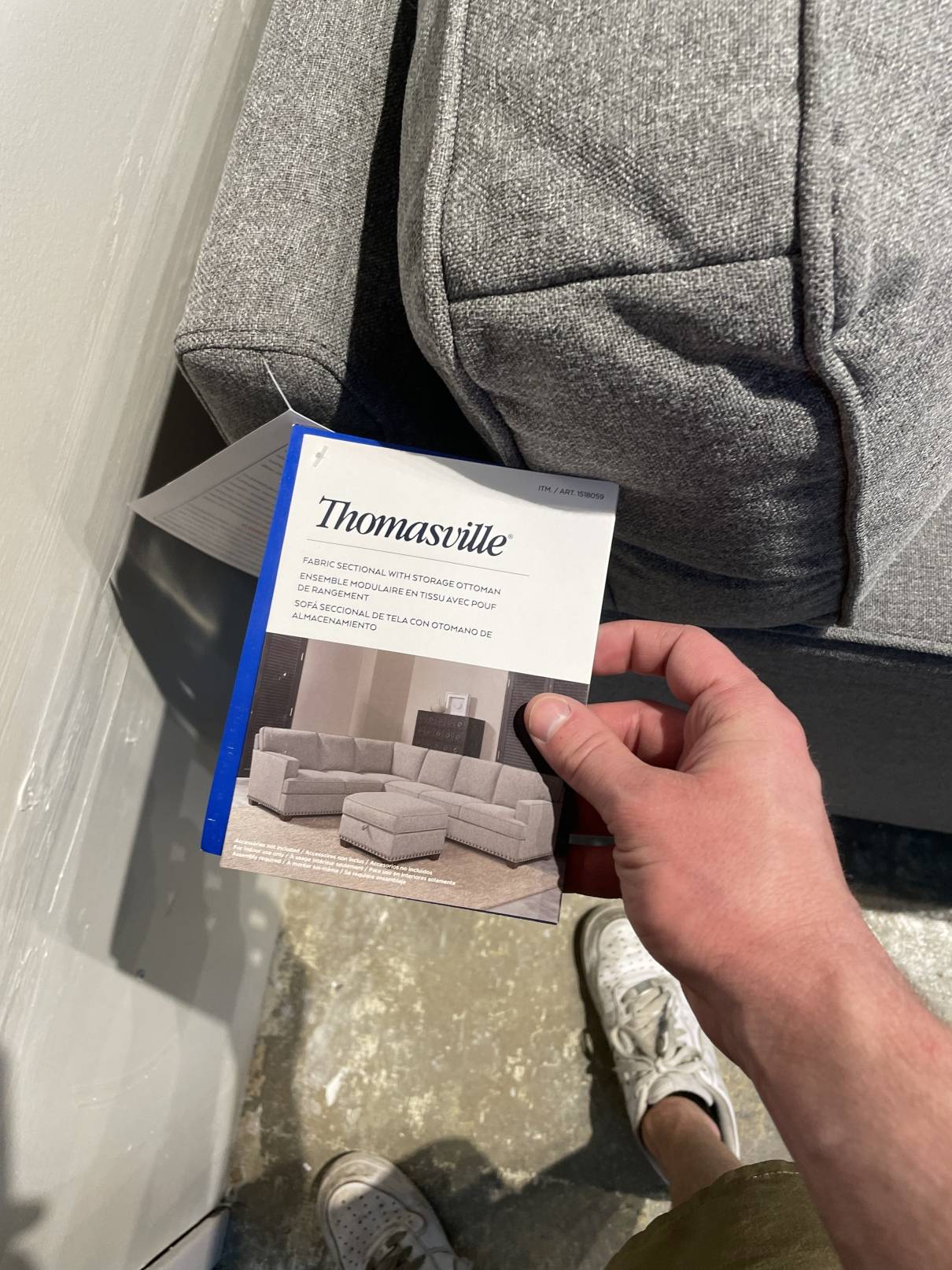 Thomasville Emilee Fabric Sectional with Storage Ottoman