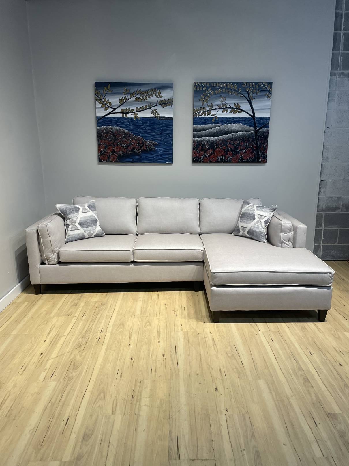 Gray fabric sectional deals