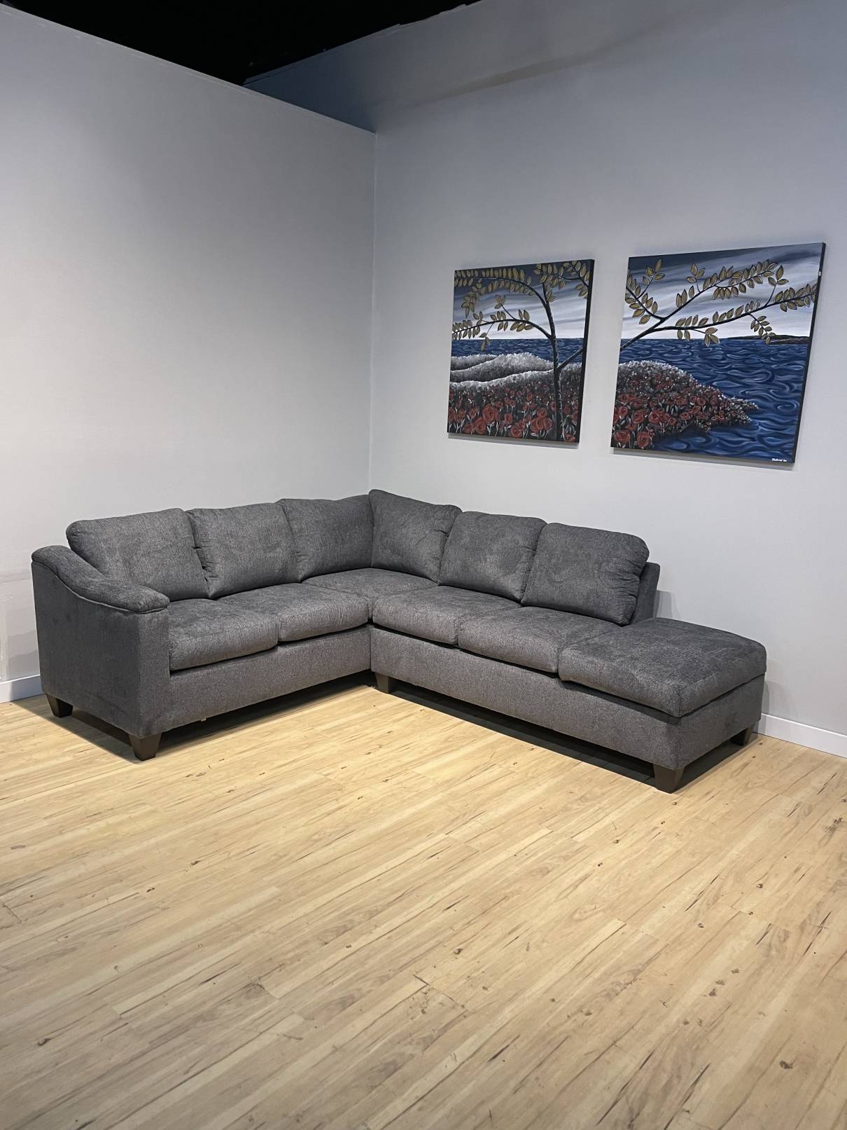 Grey two piece store sectional