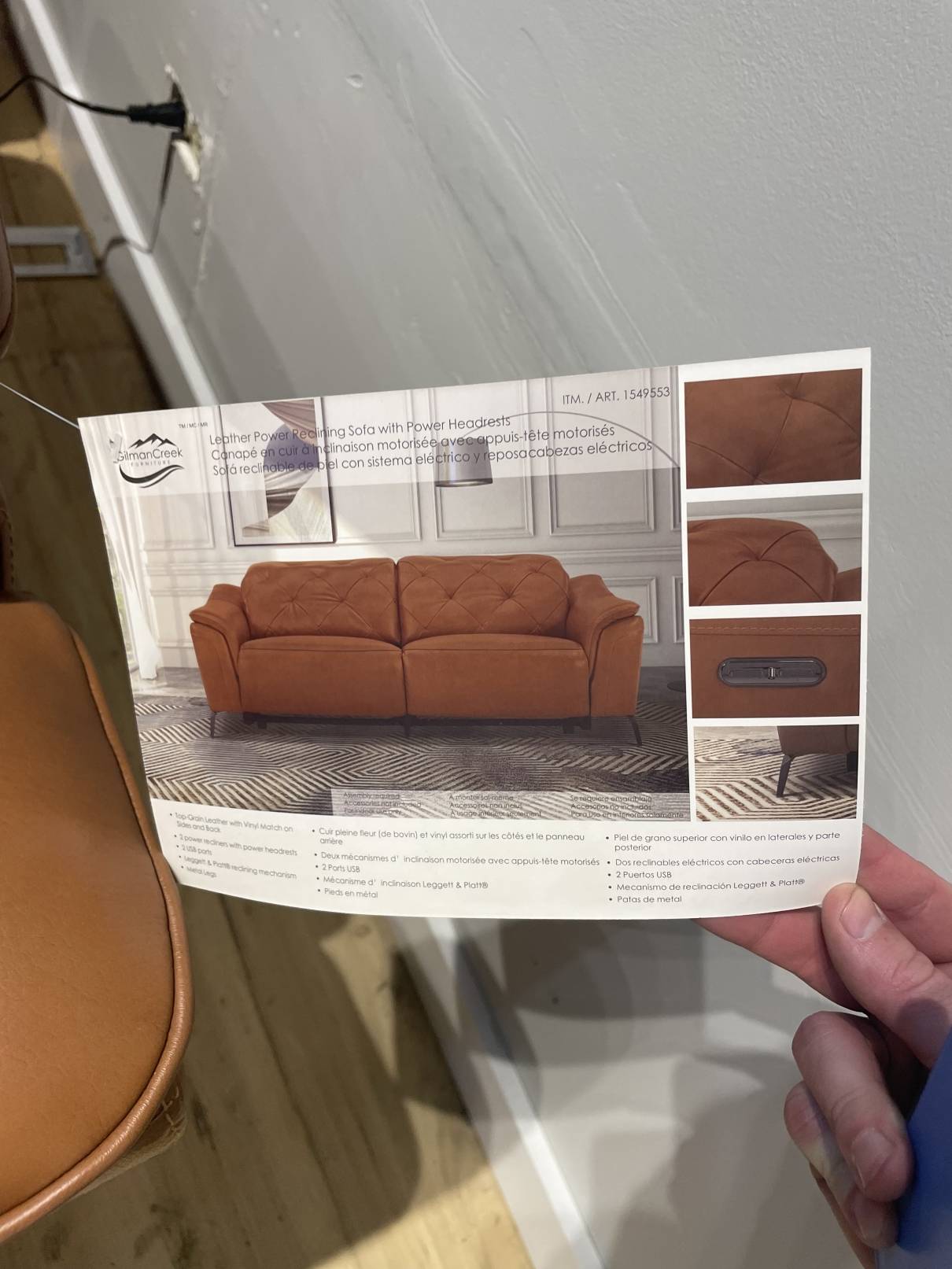 Gilman creek leather power sofa with store power headrests