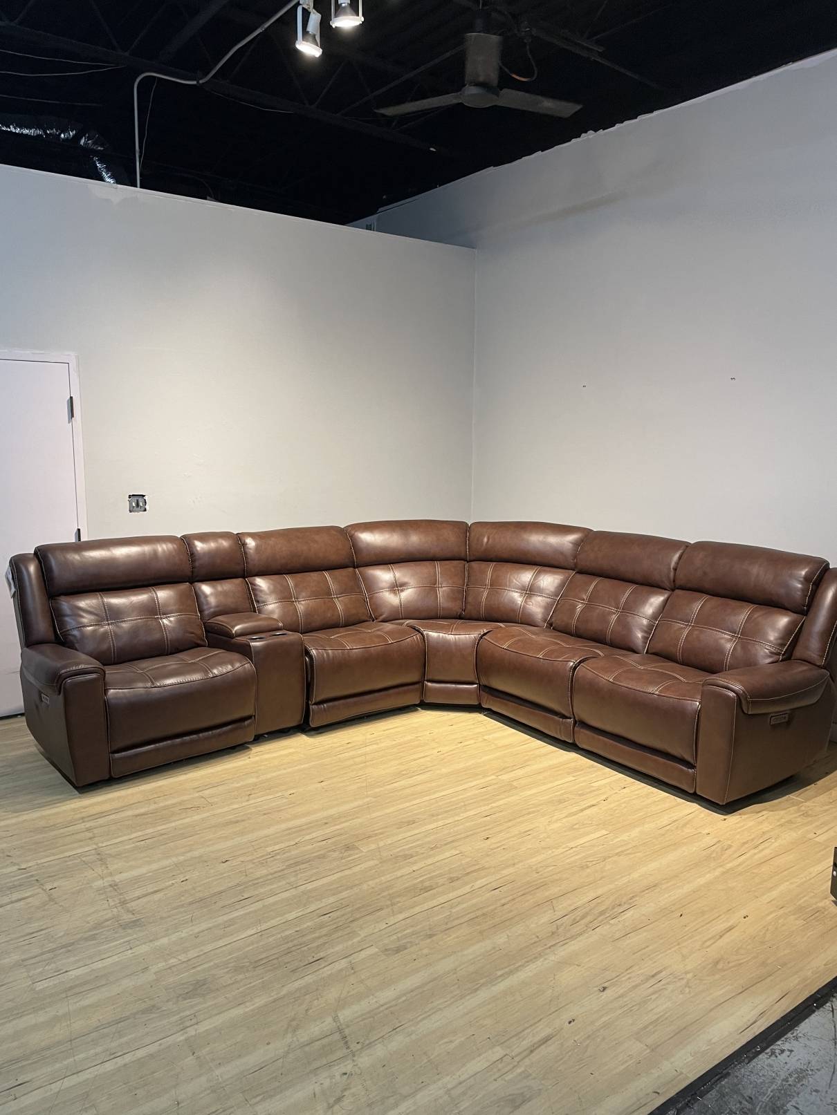 Concord 6piece Leather Power Reclining Sectional with Power Headrests