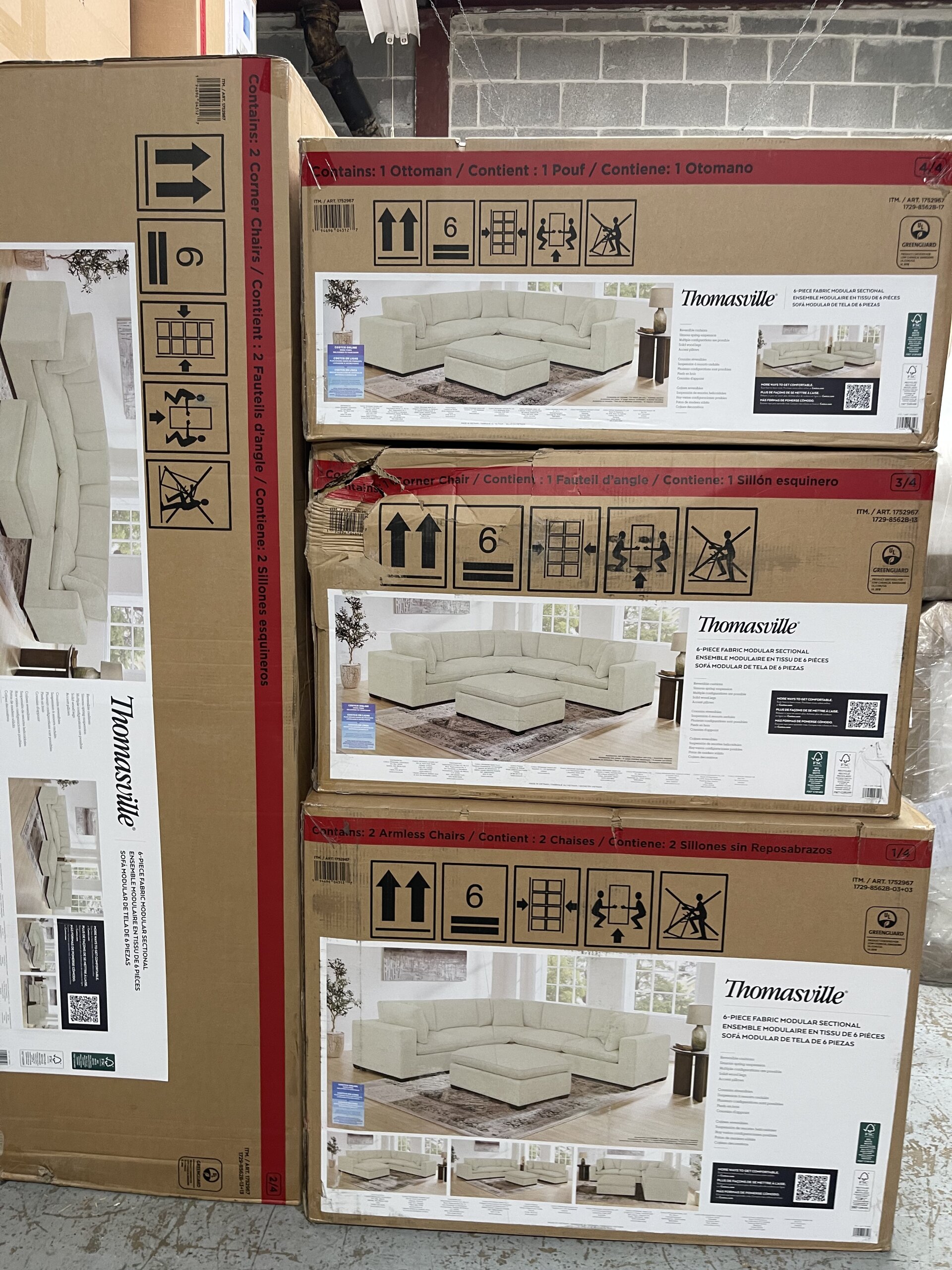 Thomasville Lowell 6-piece Fabric Modular Sectional, Gray - Photo 2