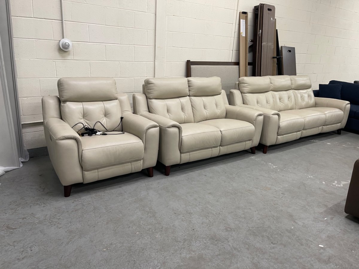 Malibu 3-piece Leather Power Reclining Set with Power Headrests - Sofa, Loveseat, Recliner - Photo 2