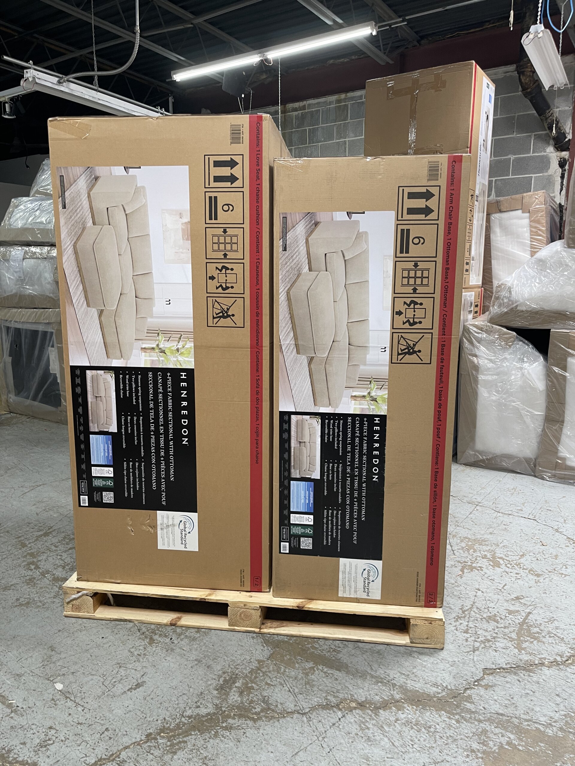 Henredon Caley Reversible Sofa Chaise with Ottoman