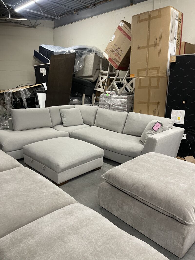 Larkin Fabric Sectional with Storage Ottoman