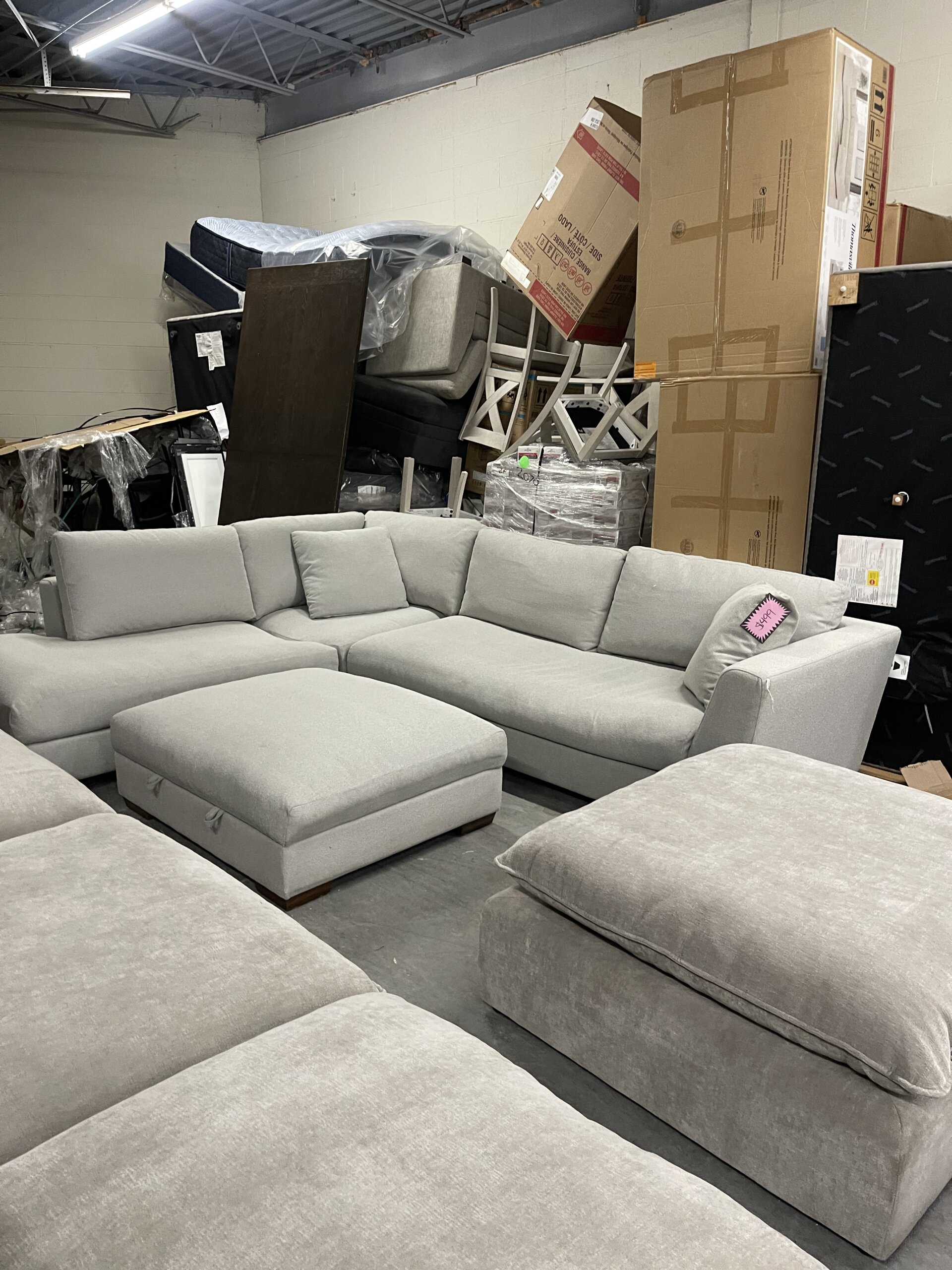 Larkin Fabric Sectional with Storage Ottoman - Photo 1