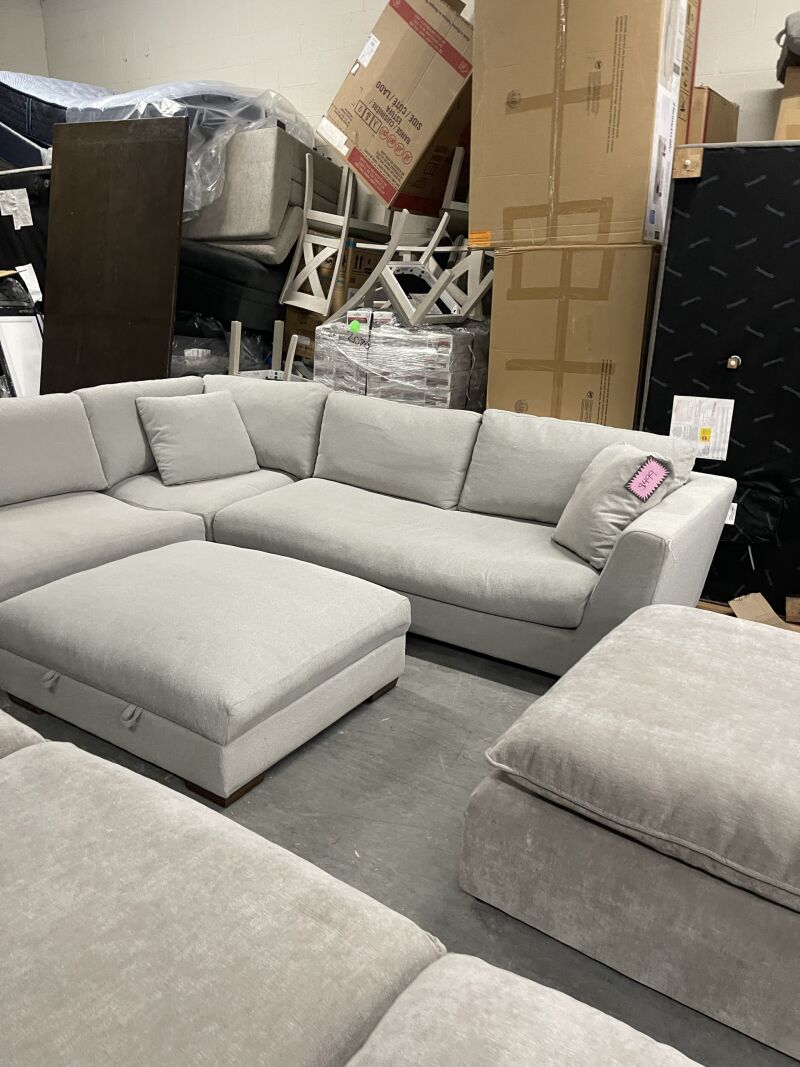Larkin Fabric Sectional with Storage Ottoman - Photo 2