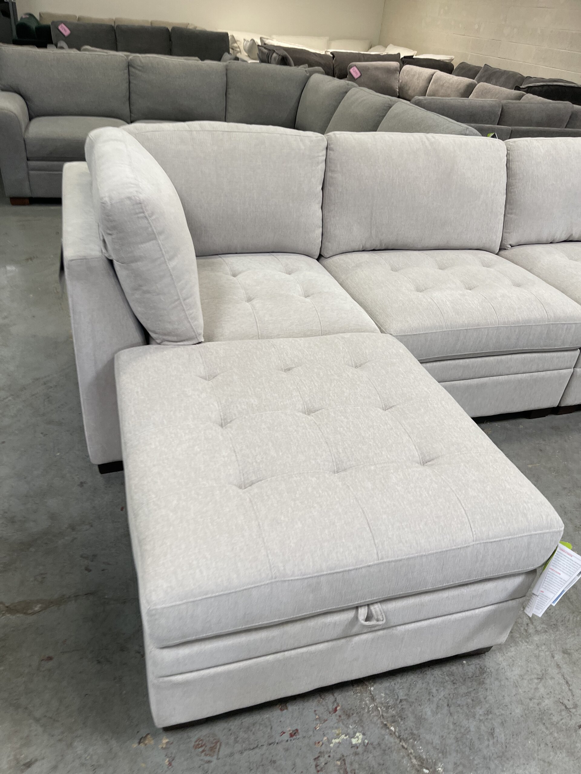 Thomasville Tisdale 6-Piece Fabric Modular Sectional with Storage Ottoman, Beige - Photo 3