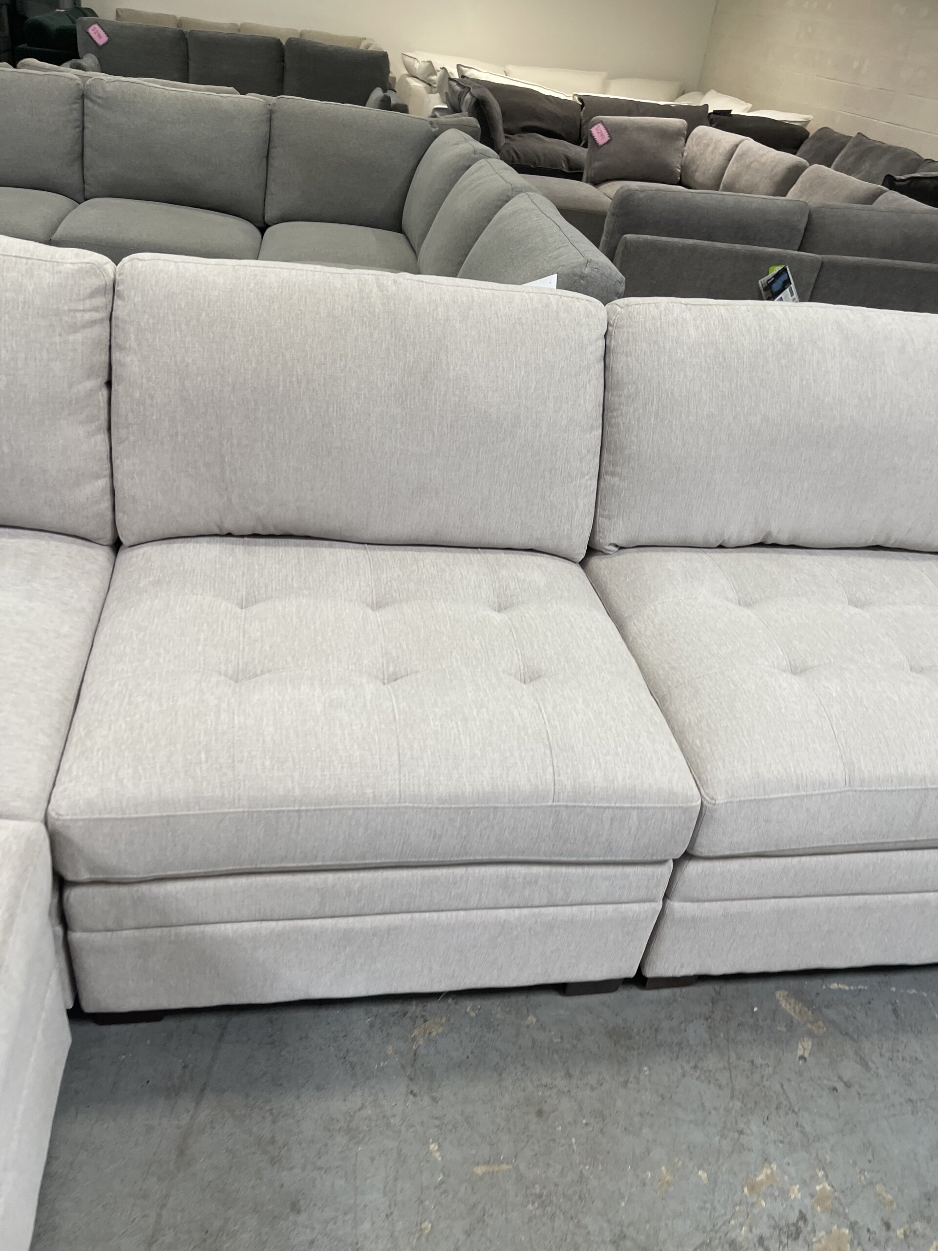 Thomasville Tisdale 6-Piece Fabric Modular Sectional with Storage Ottoman, Beige - Photo 4