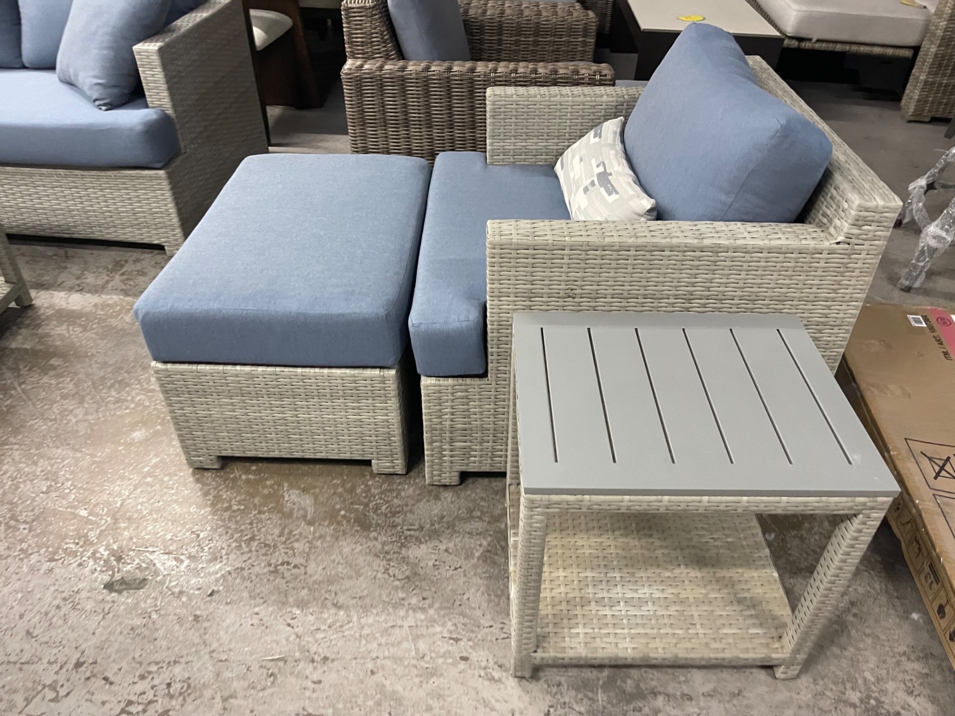 Belmont 7-Piece Deep Seating Blue Outdoor Patio Set - Photo 2