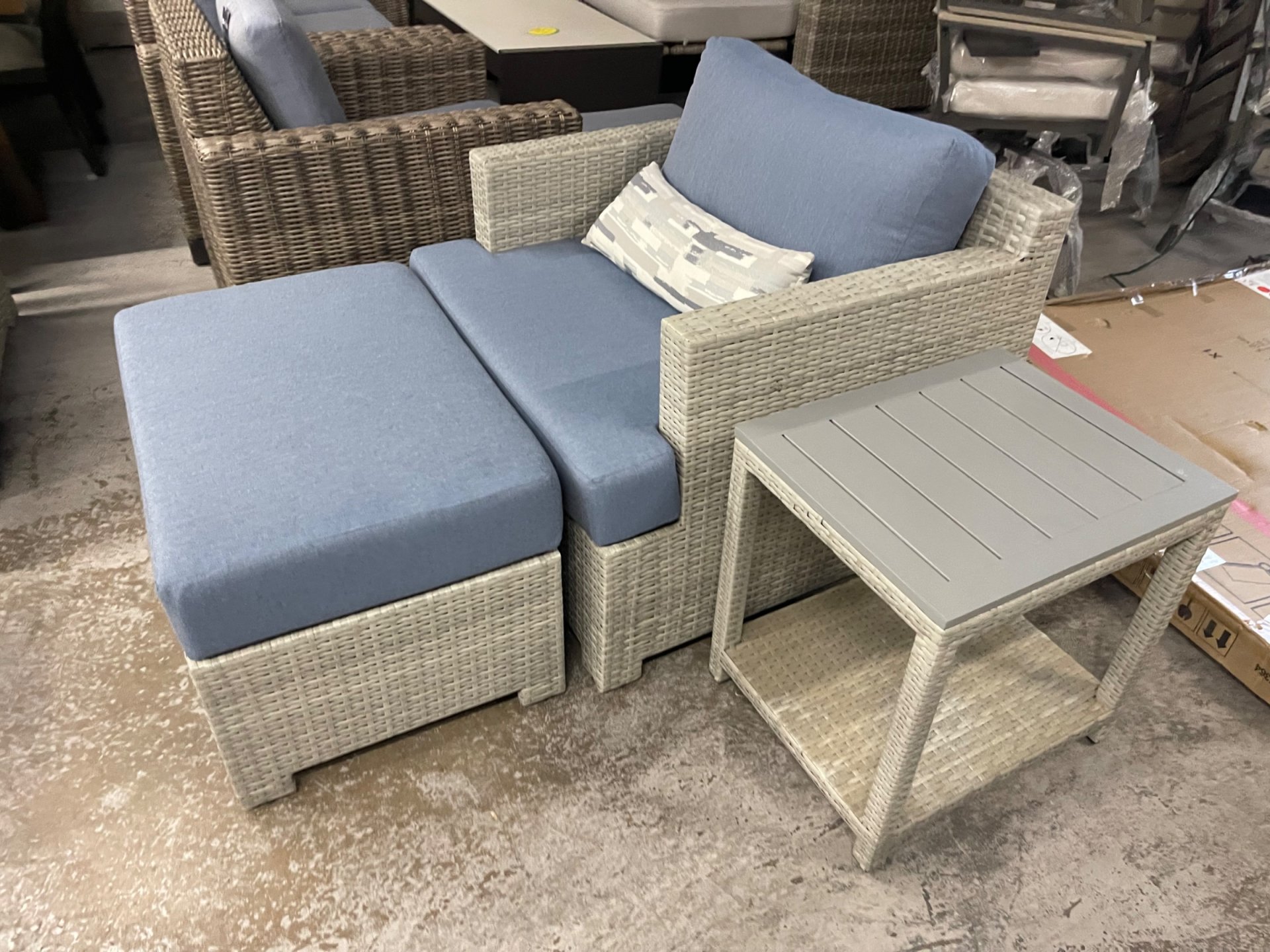 Belmont 7-Piece Deep Seating Blue Outdoor Patio Set - Photo 3