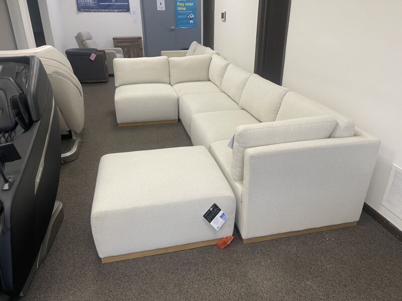 Henredon Murphy Fabric Modular Sectional with Ottoman, Cream - Photo 2