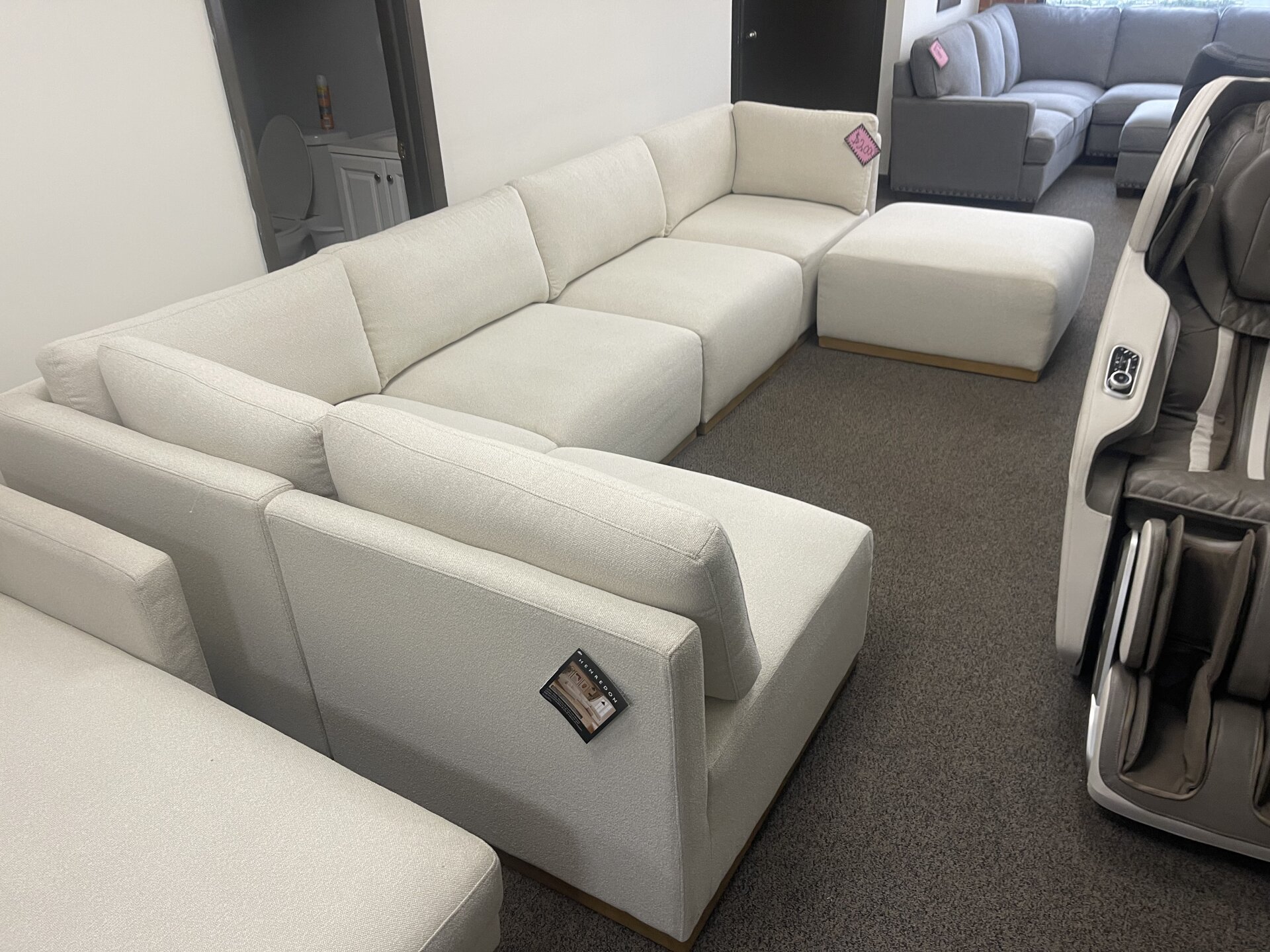 Henredon Murphy Fabric Modular Sectional with Ottoman, Cream - Photo 4