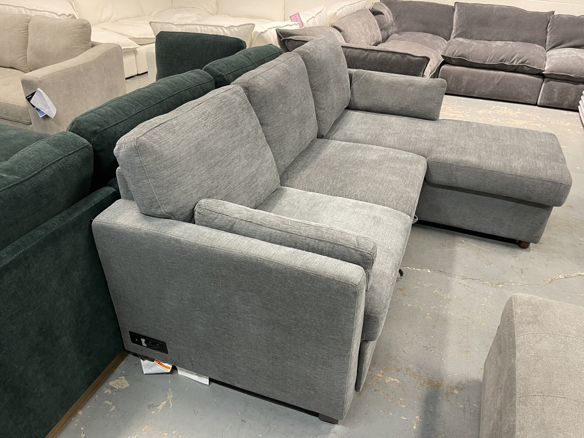 Coddle Luke Fabric Sleeper Sofa with Chaise, Dark Gray - Photo 3