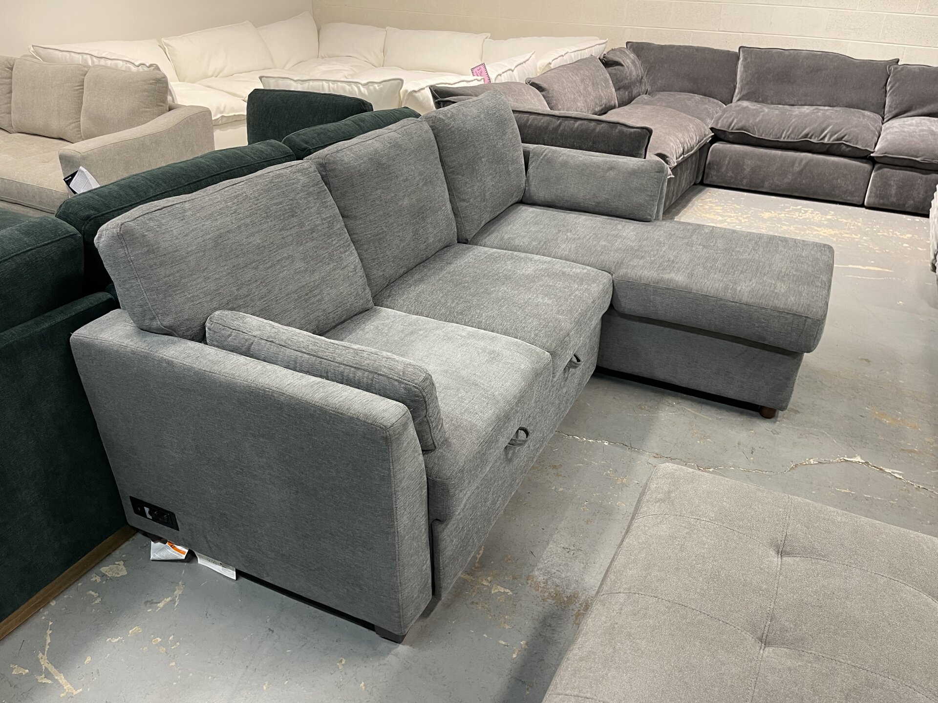 Coddle Luke Fabric Sleeper Sofa with Chaise, Dark Gray - Photo 4