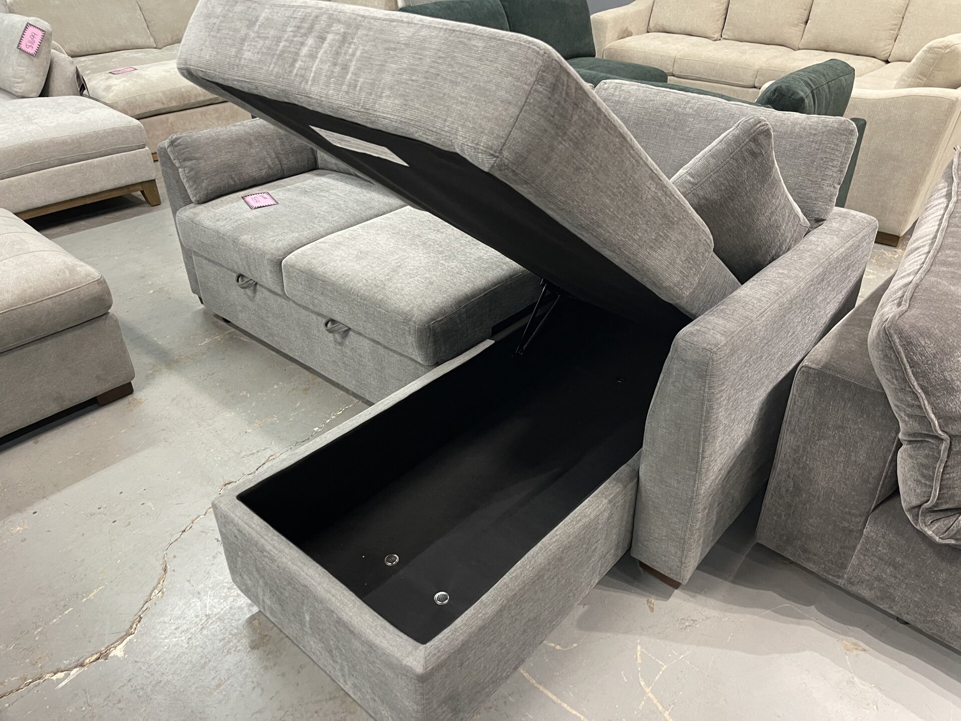 Coddle Luke Fabric Sleeper Sofa with Chaise, Dark Gray - Photo 6