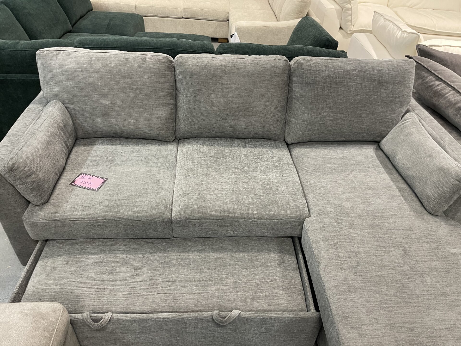 Coddle Luke Fabric Sleeper Sofa with Chaise, Dark Gray - Photo 7