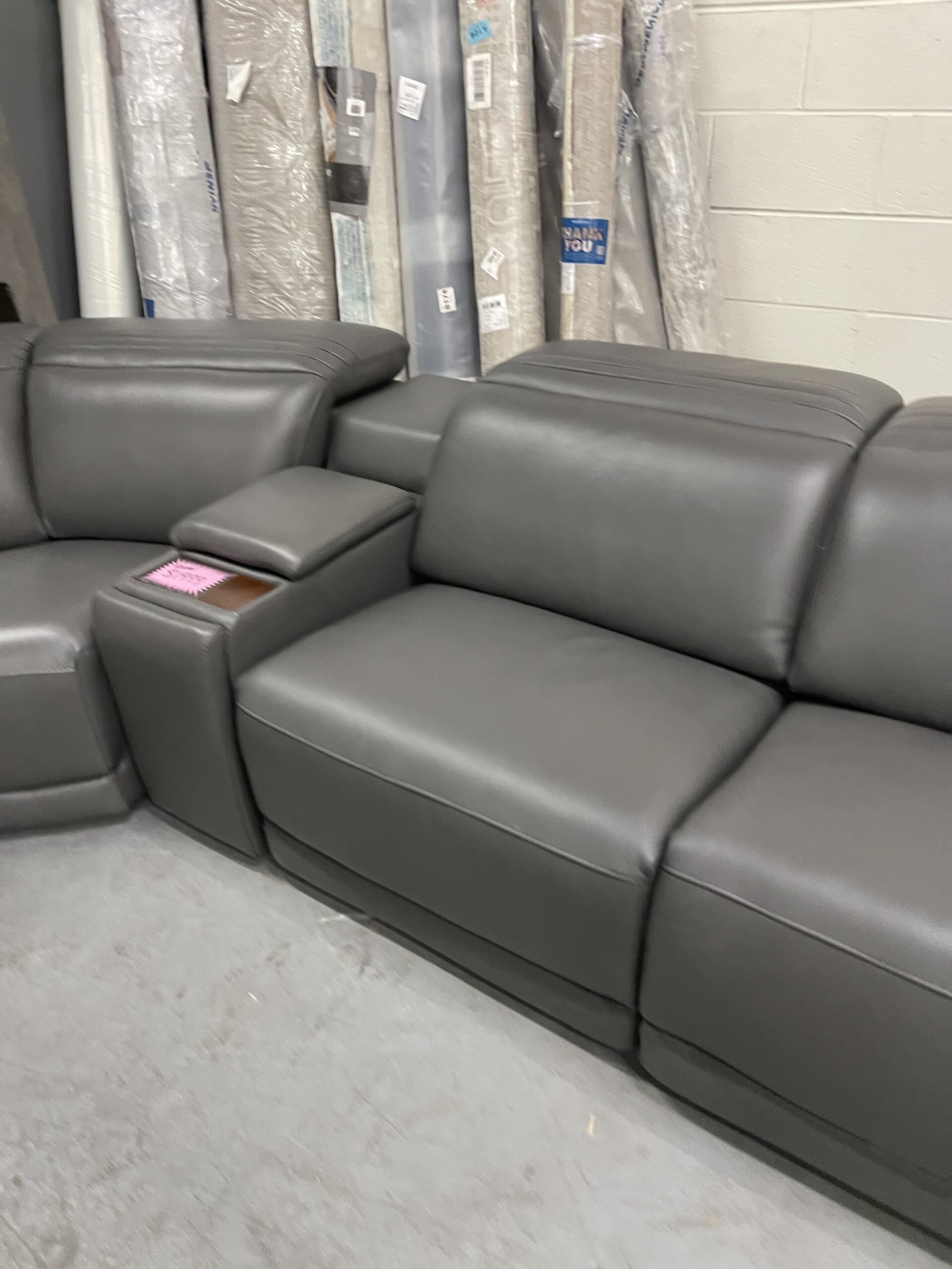 Karson Leather Power Reclining Sectional with Power Headrests - Photo 4