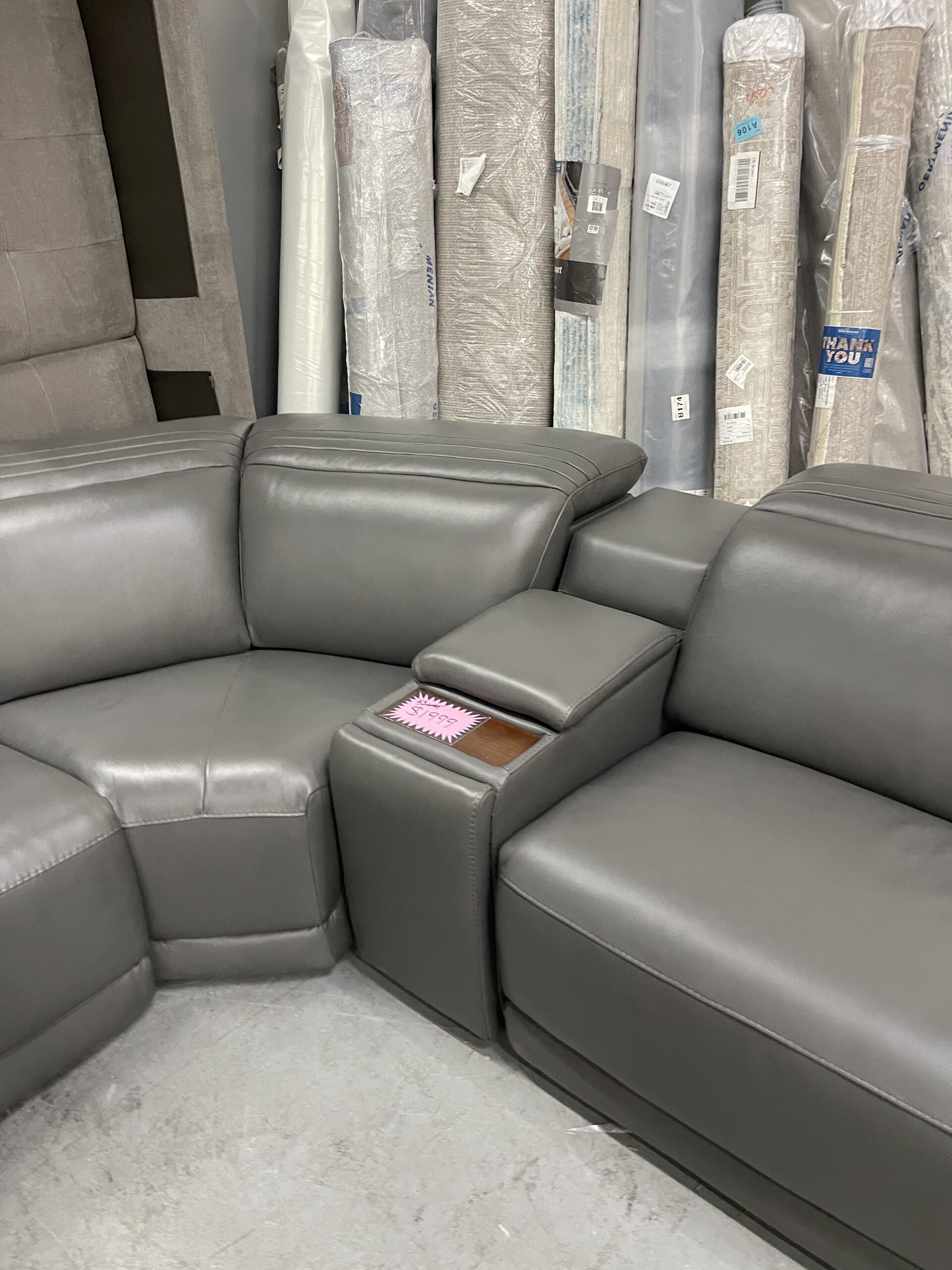 Karson Leather Power Reclining Sectional with Power Headrests - Photo 5