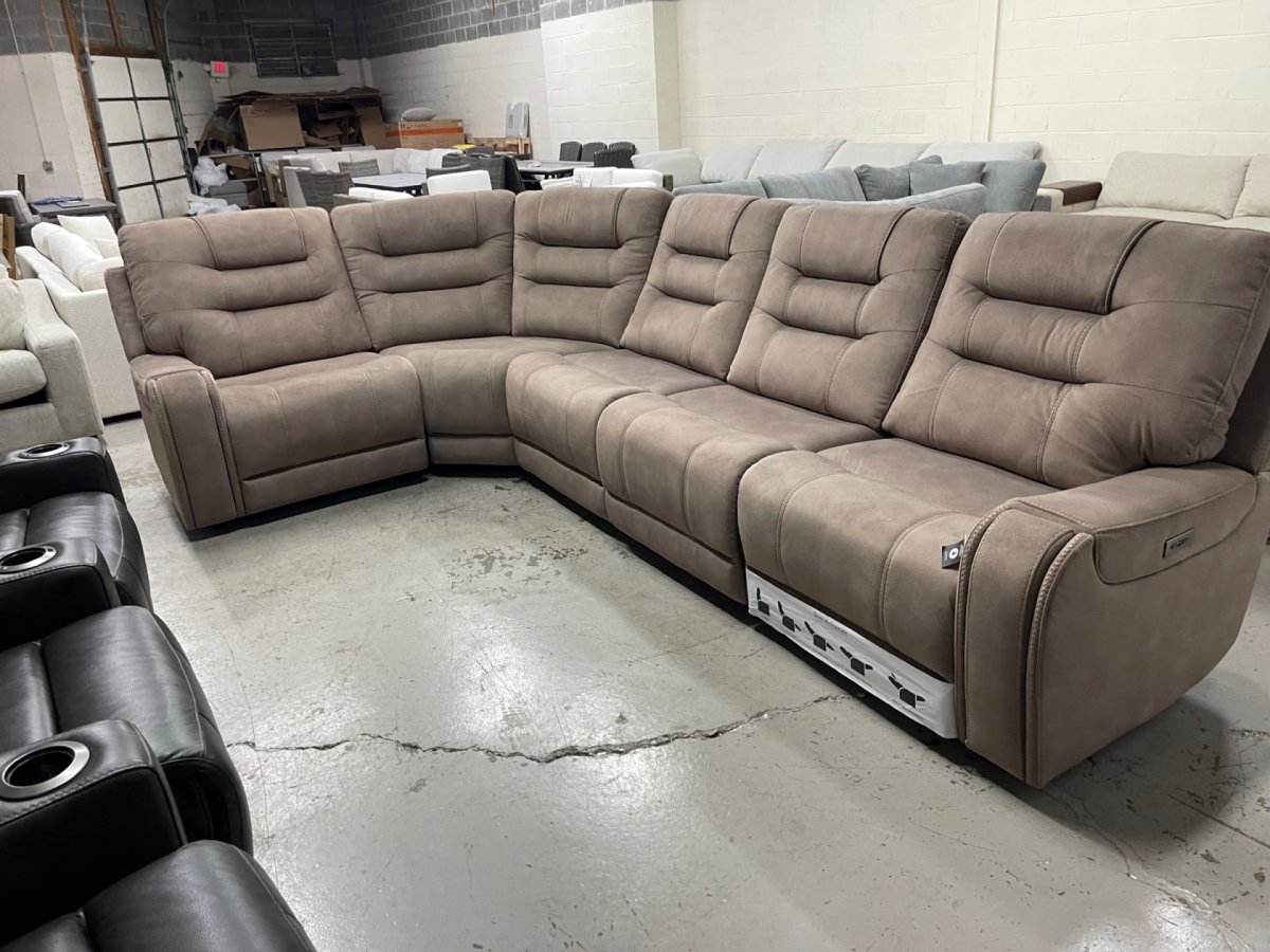 Barcalounger Carmelo Fabric Power Reclining Sectional with Power Headrests