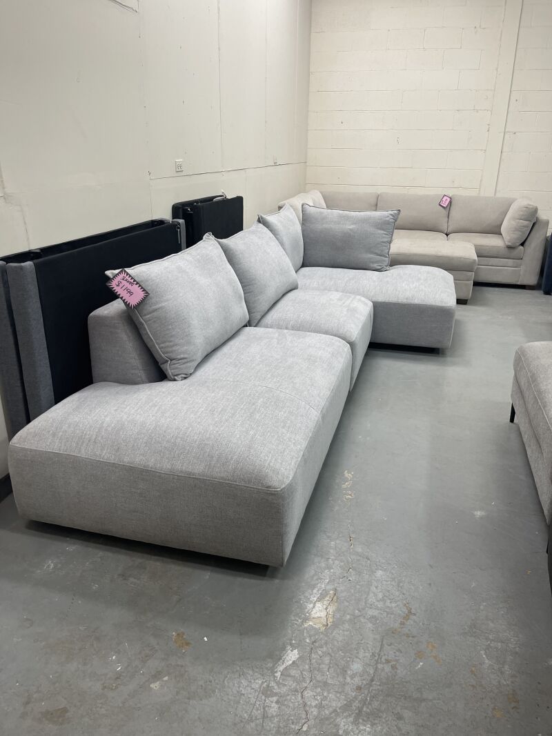 Macon 3-piece Fabric Modular Sectional, Light Gray - Photo 2