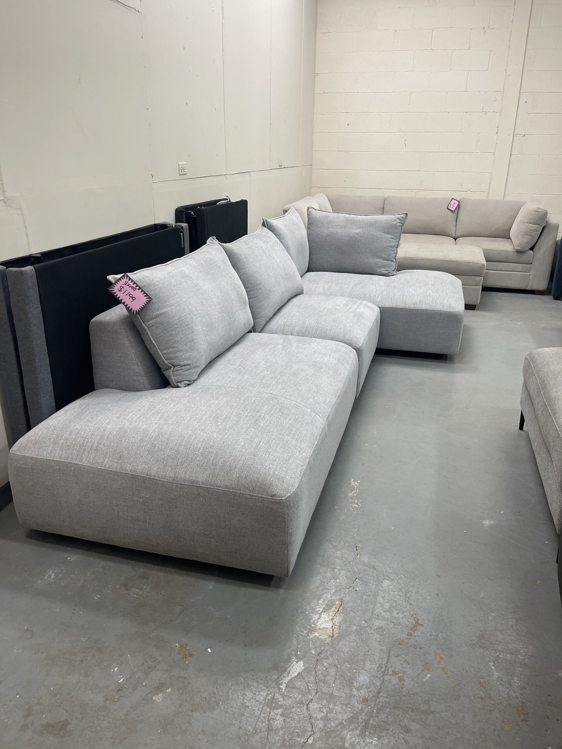 Macon 3-piece Fabric Modular Sectional, Light Gray