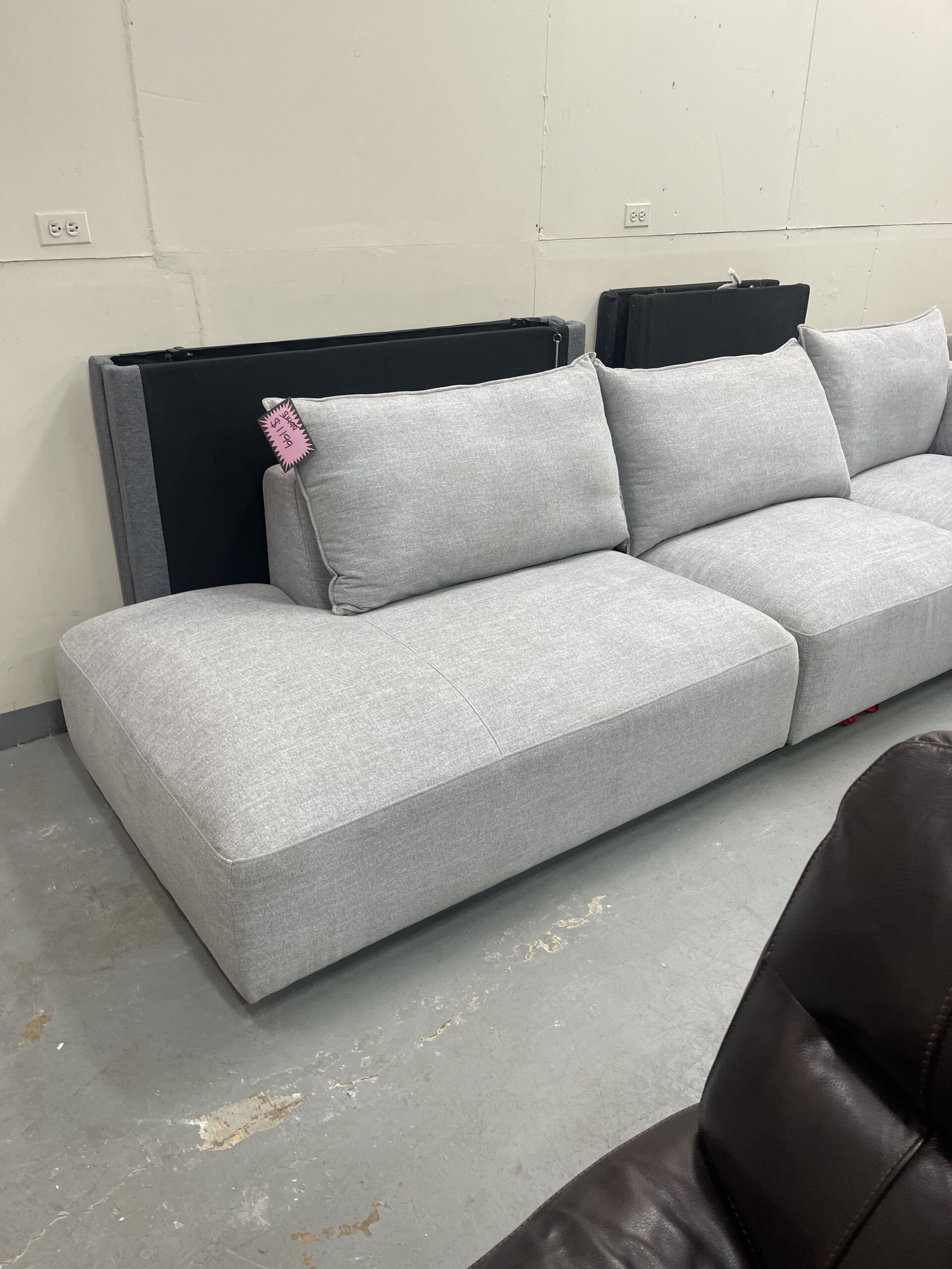 Macon 3-piece Fabric Modular Sectional, Light Gray - Photo 2