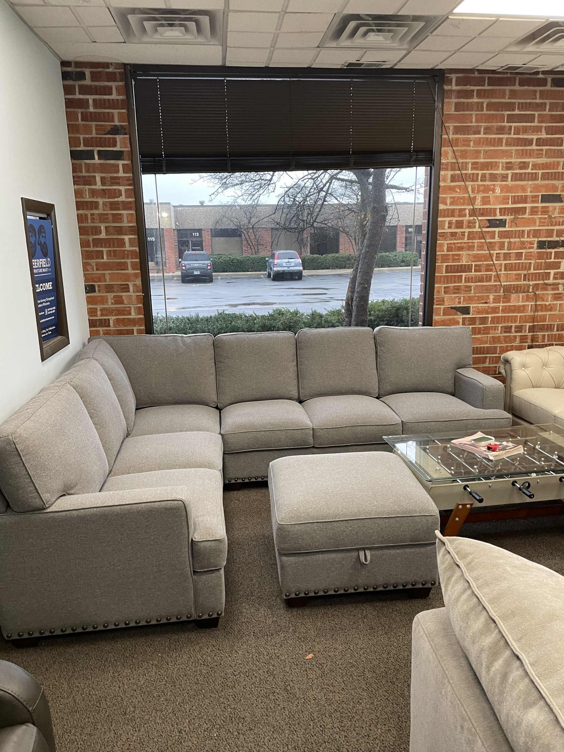 Thomasville Emilee Fabric Sectional with Storage Ottoman