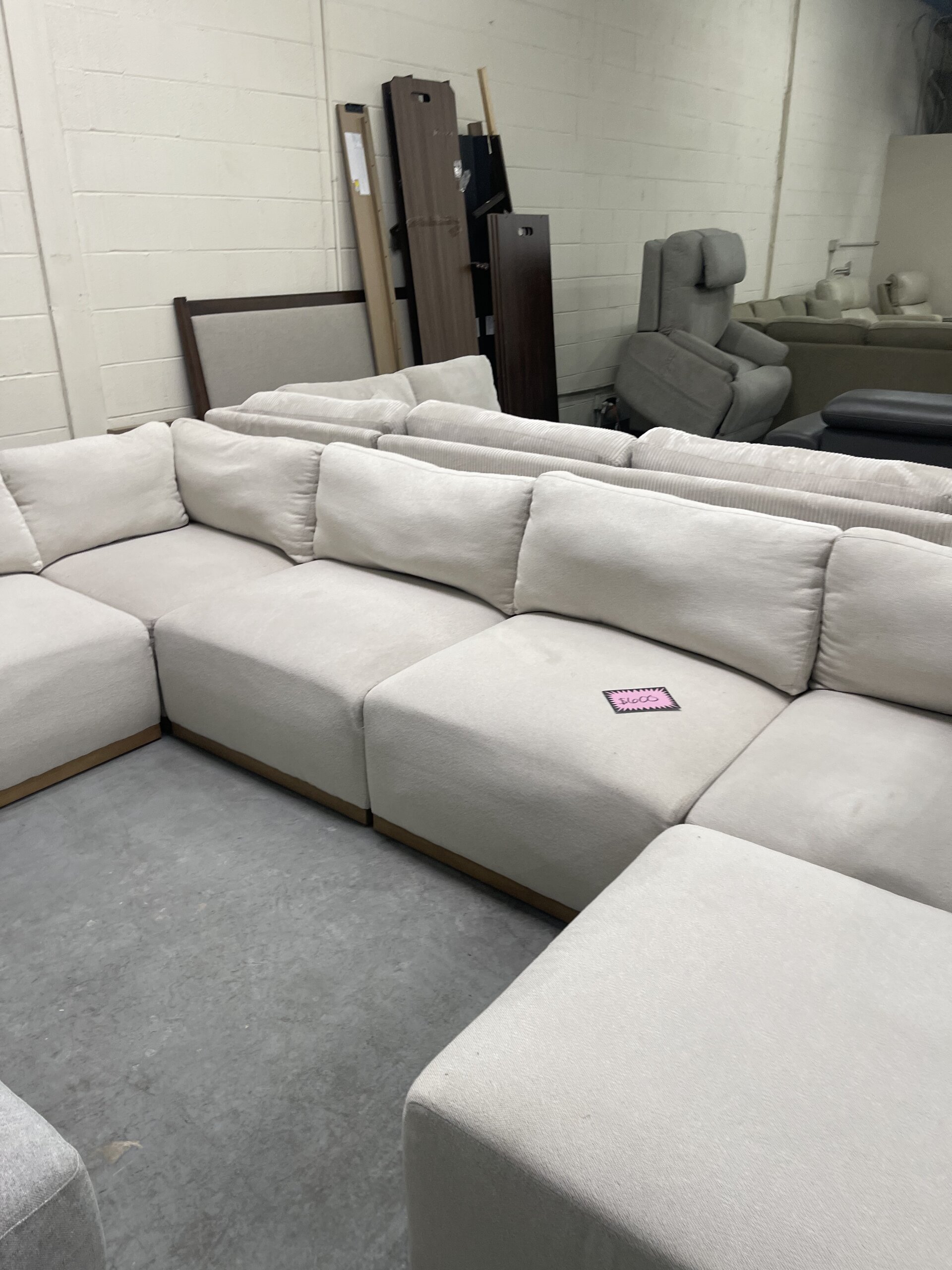 Henredon Murphy Fabric Modular Sectional with Ottoman, Cream - Photo 3