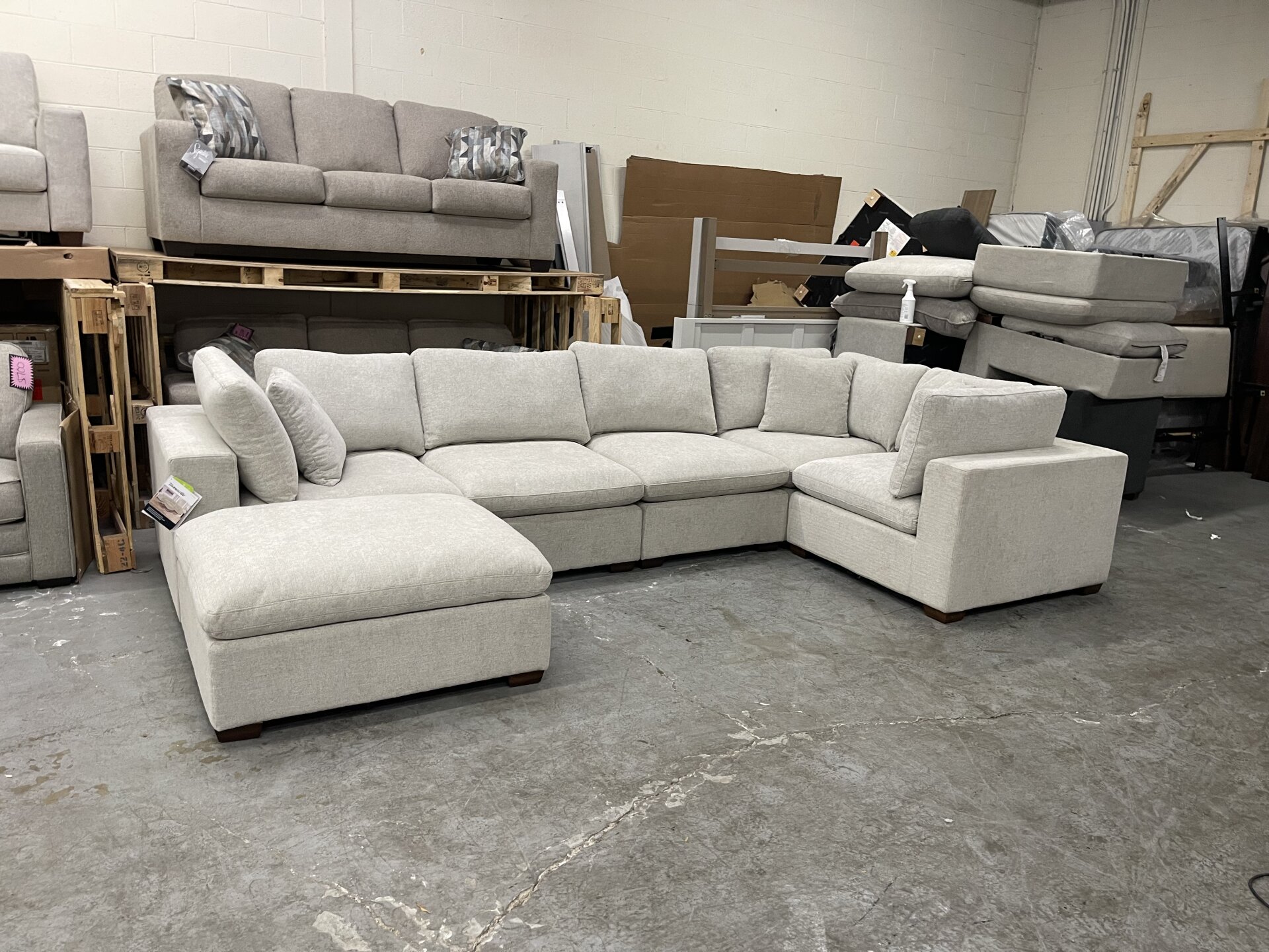 Thomasville Lowell 6-piece Fabric Modular Sectional, Gray - Used