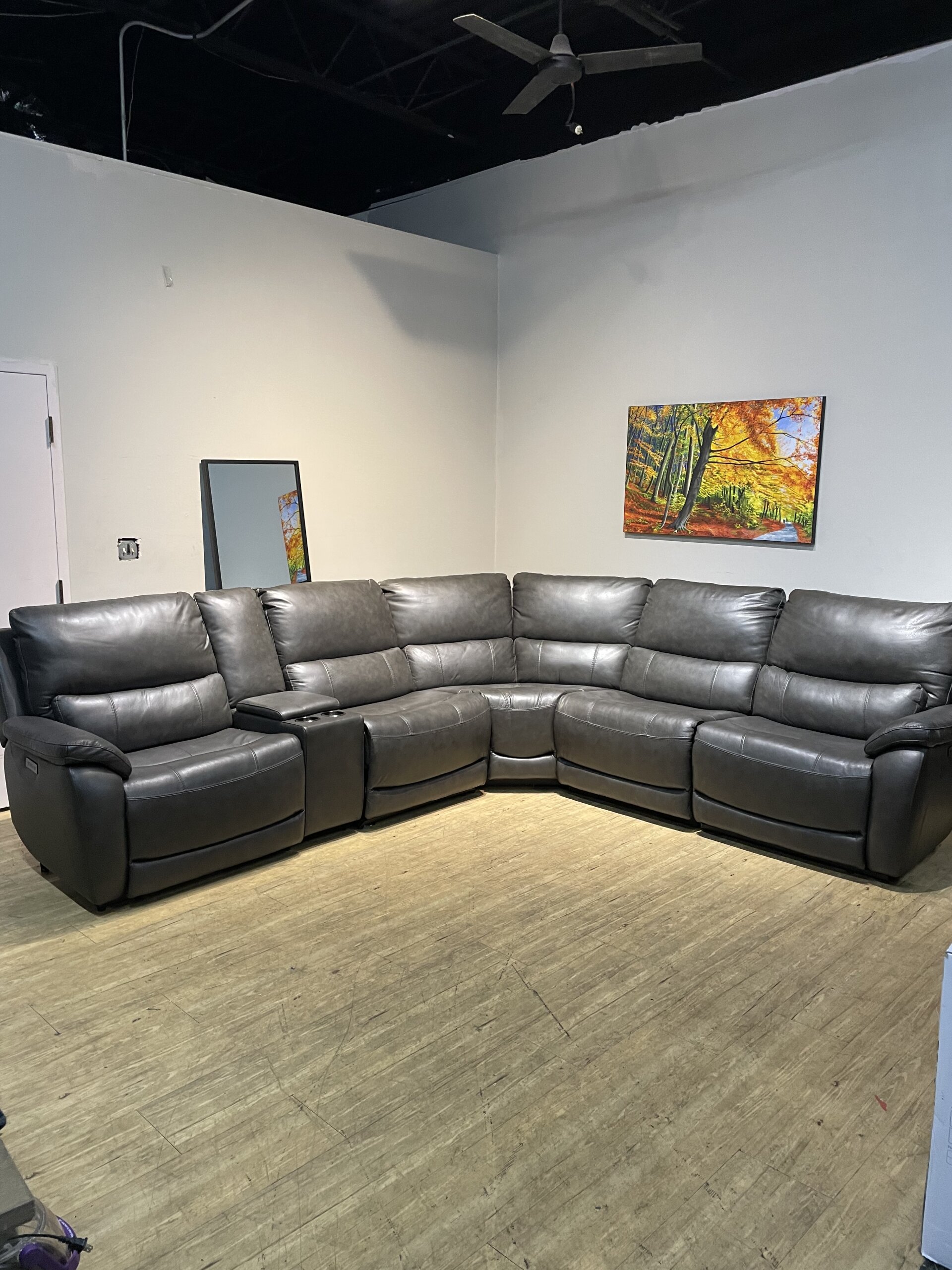 Wylder Leather Power Reclining Sectional with Power Headrests