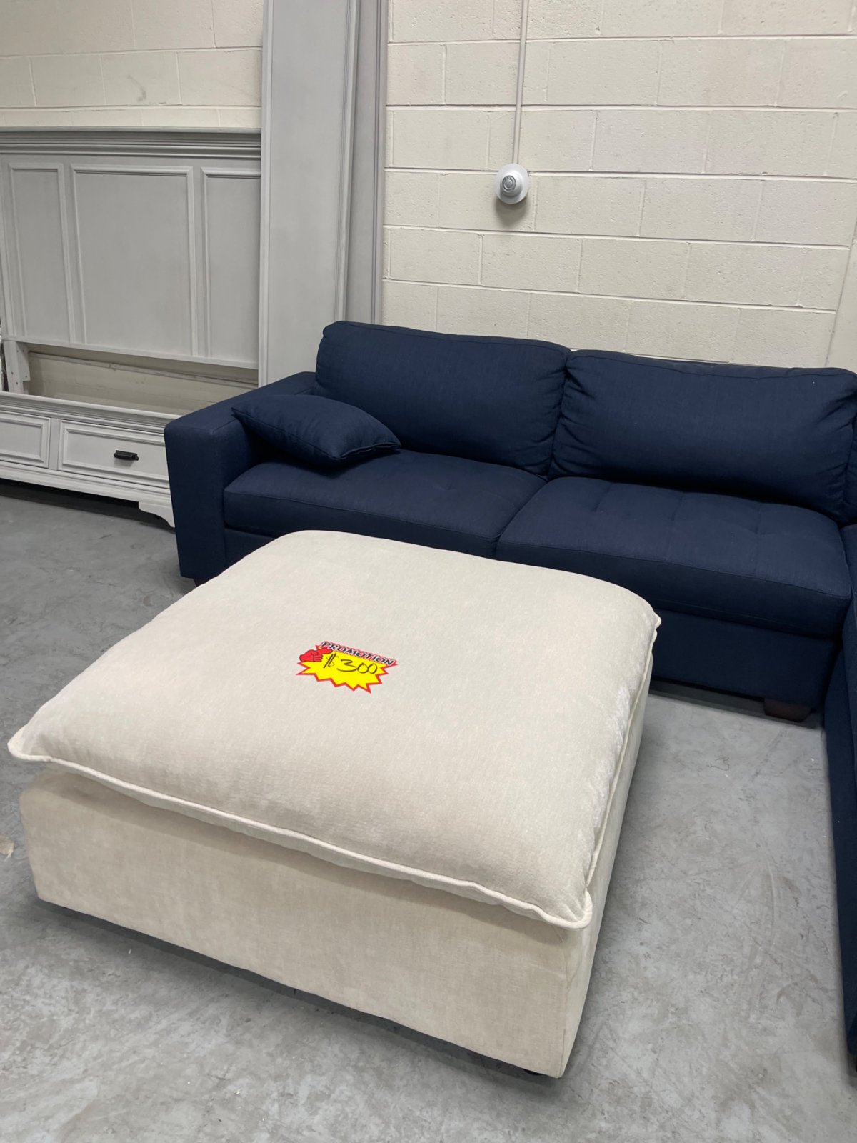 Blue Miles Fabric Sectional with Storage Ottoman - Image 4