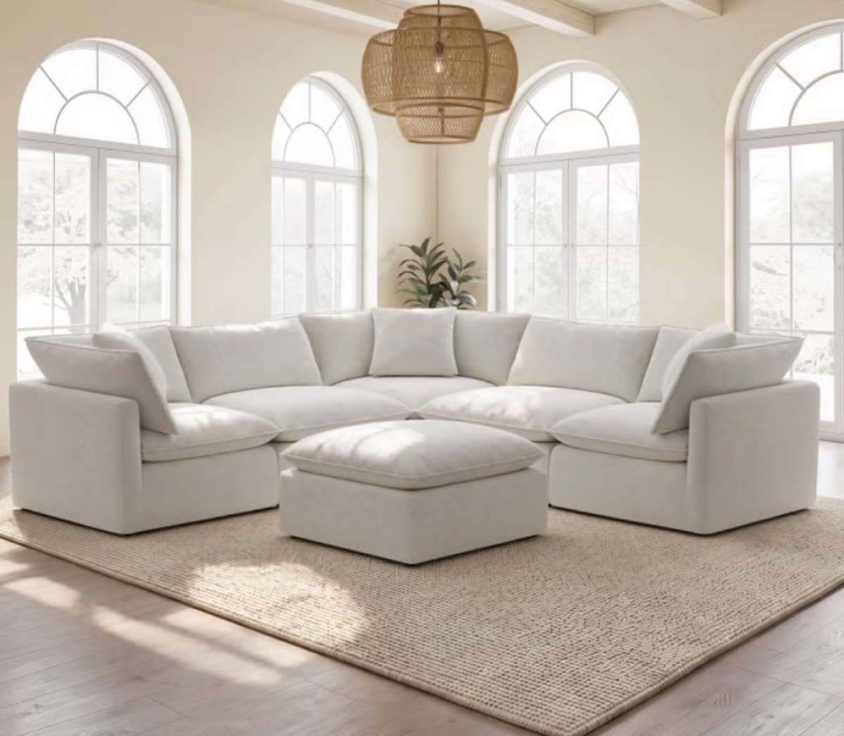Sydney 6-piece Fabric Modular Sectional, Cream - Image 1