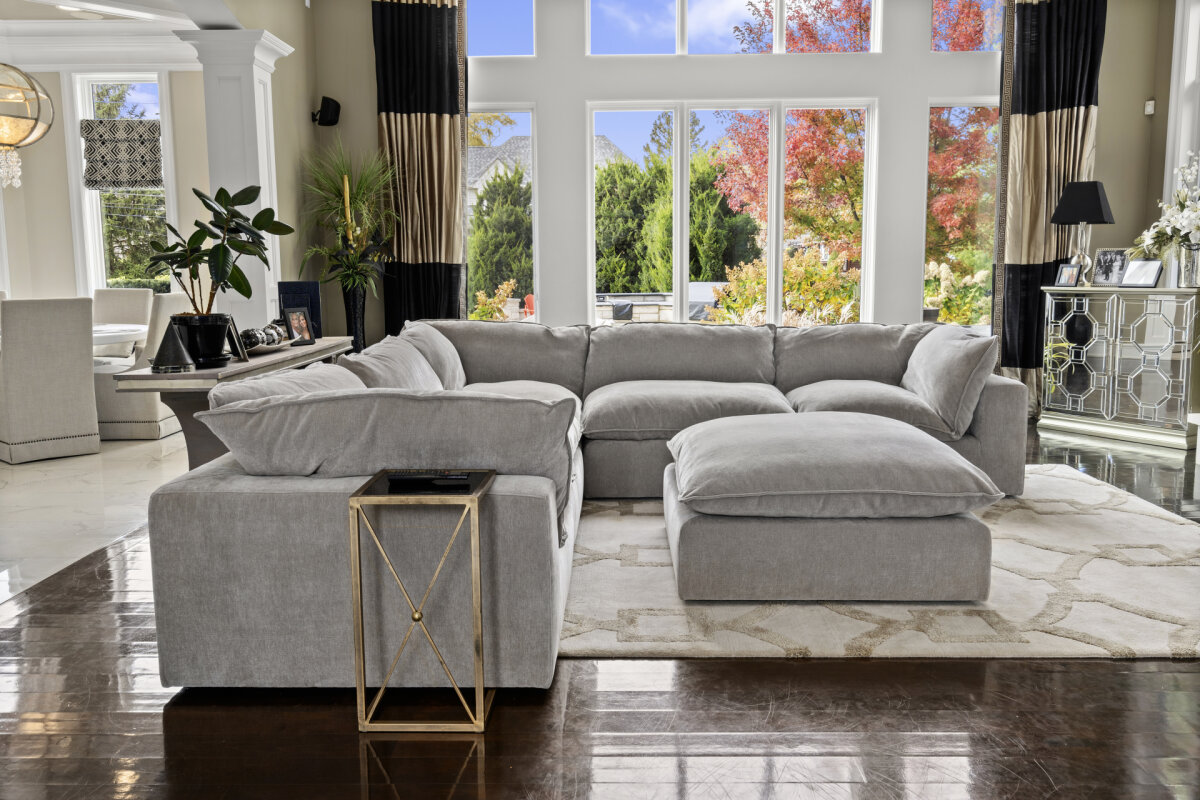 Gray Modular Cloud Couch Sectional 6 Pieces including Ottoman (Cat-5 Fabric)