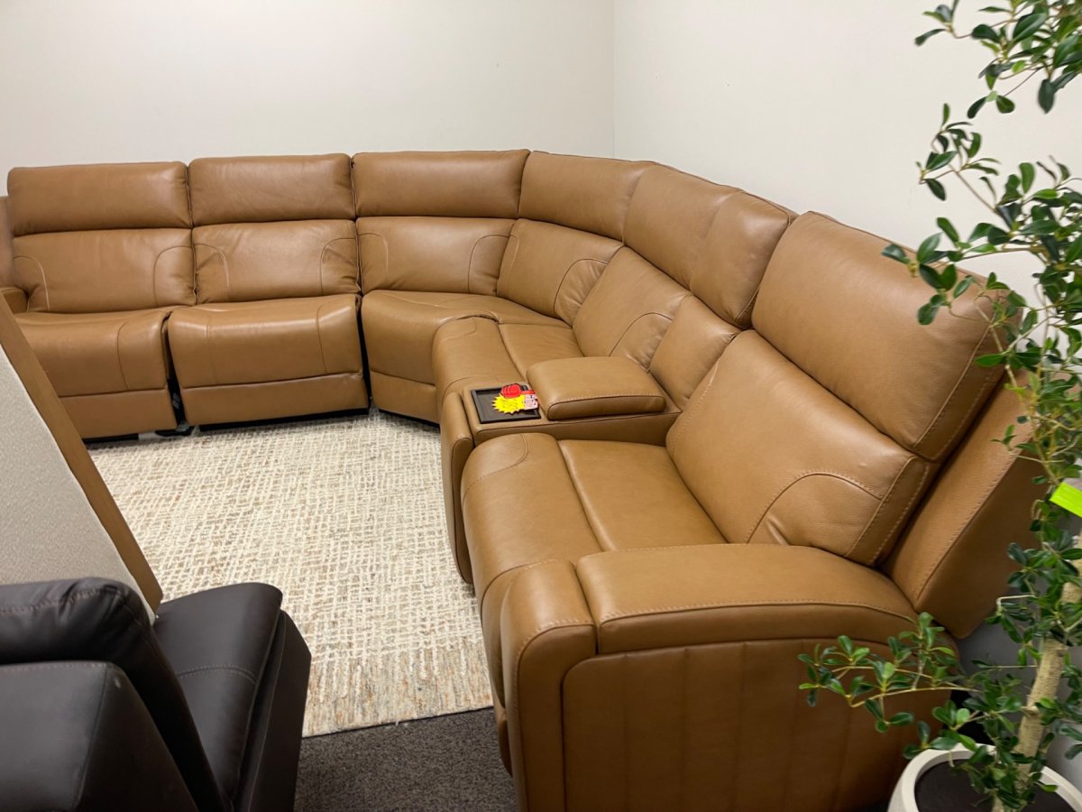 BarcaLounger Rowan Leather Power Reclining Sectional with Power Headrests - Image 1