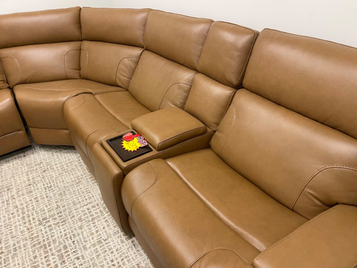 BarcaLounger Rowan Leather Power Reclining Sectional with Power Headrests - Image 2
