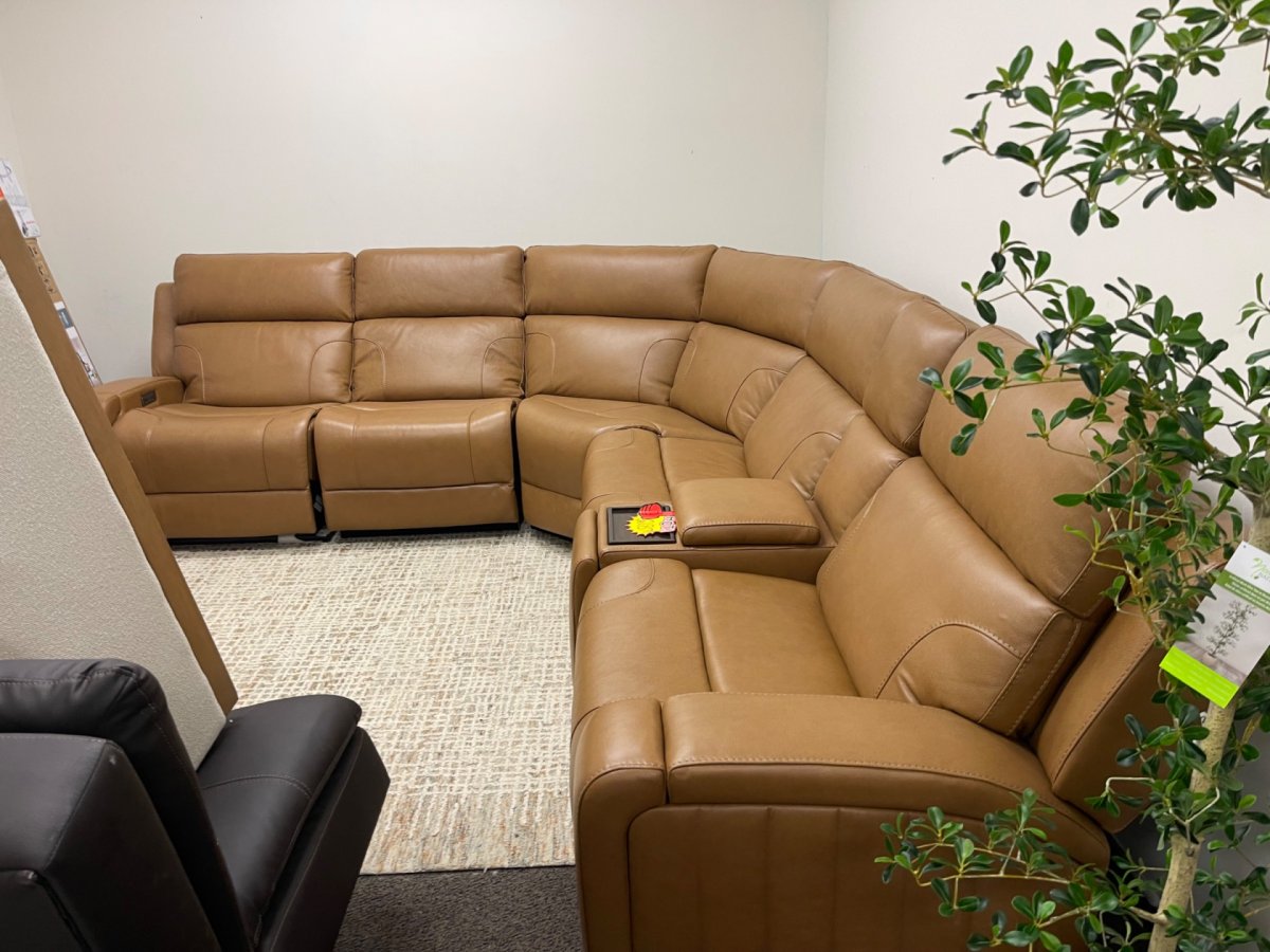 BarcaLounger Rowan Leather Power Reclining Sectional with Power Headrests - Image 3