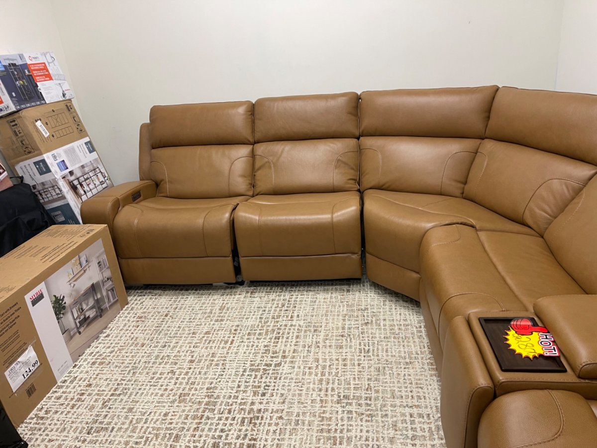 BarcaLounger Rowan Leather Power Reclining Sectional with Power Headrests - Image 5