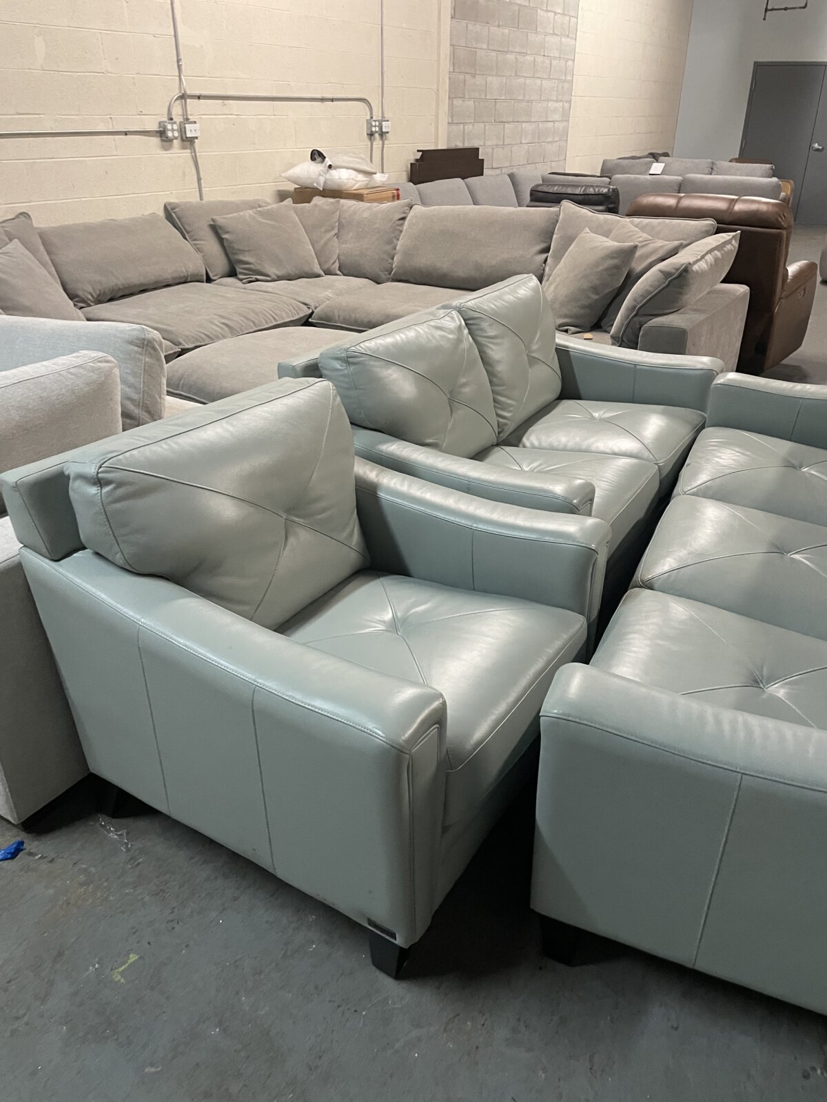 Atmore 3 Piece Top Grain Leather Set Sofa Loveseat Chair - Image 3