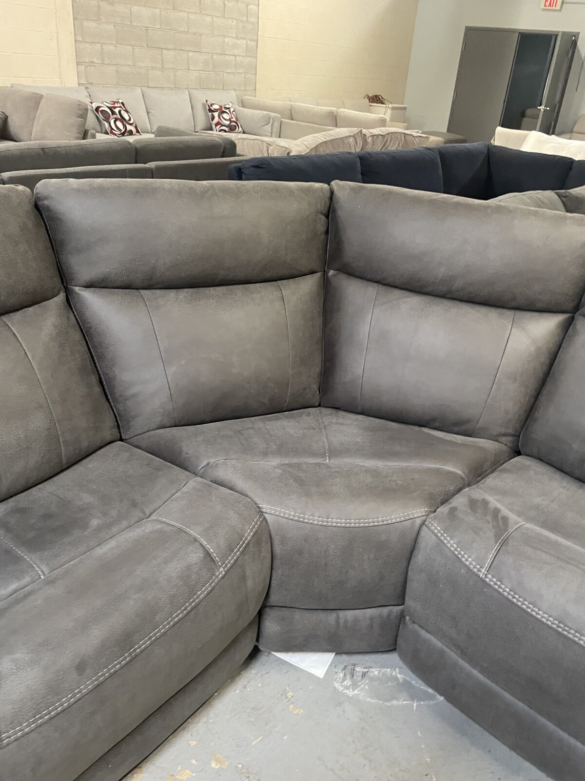 Zakary 6 Piece Fabric Power Reclining Sectional With Power Headrests Dark Gray - Image 2