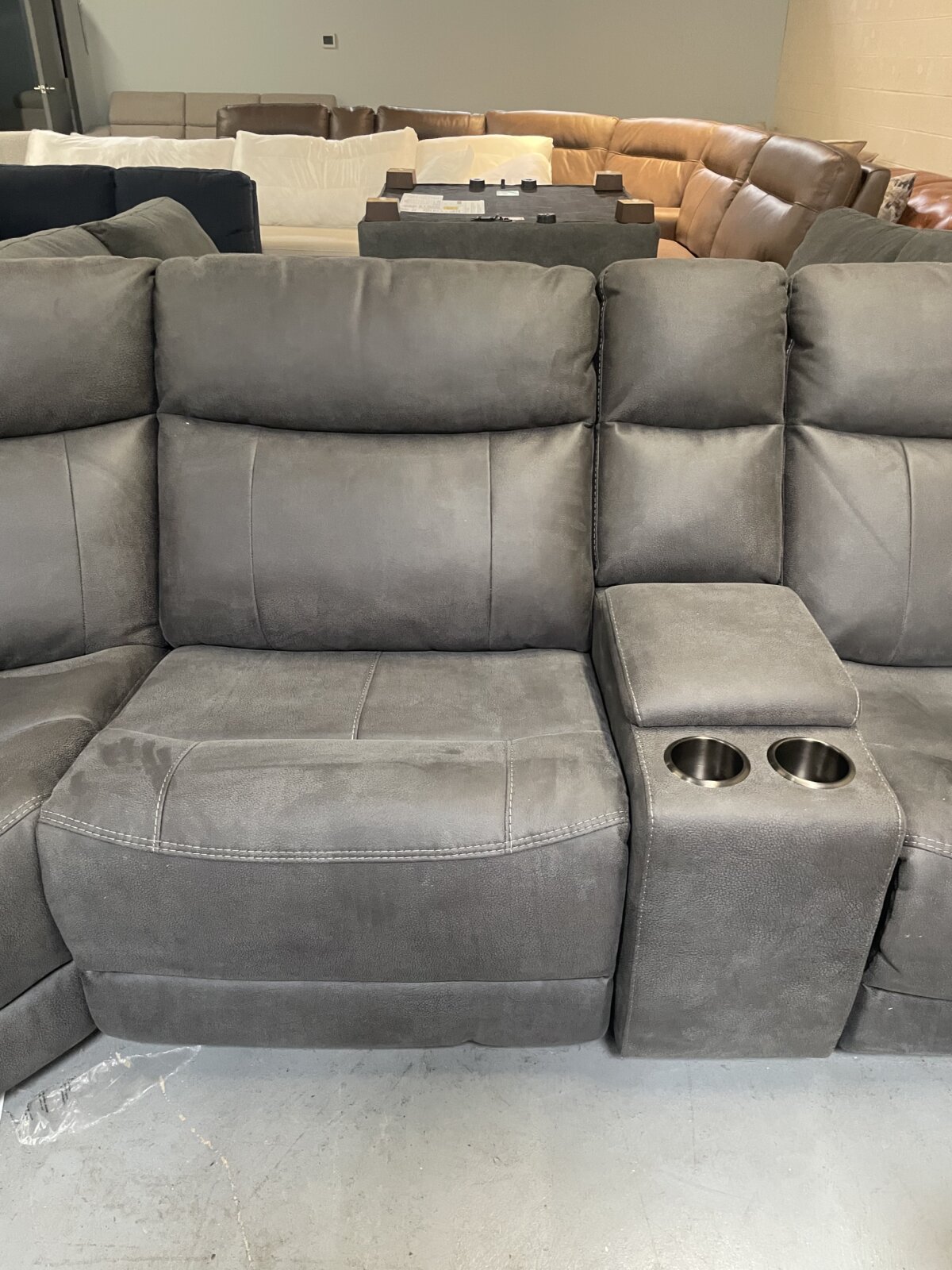 Zakary 6 Piece Fabric Power Reclining Sectional With Power Headrests Dark Gray - Image 3