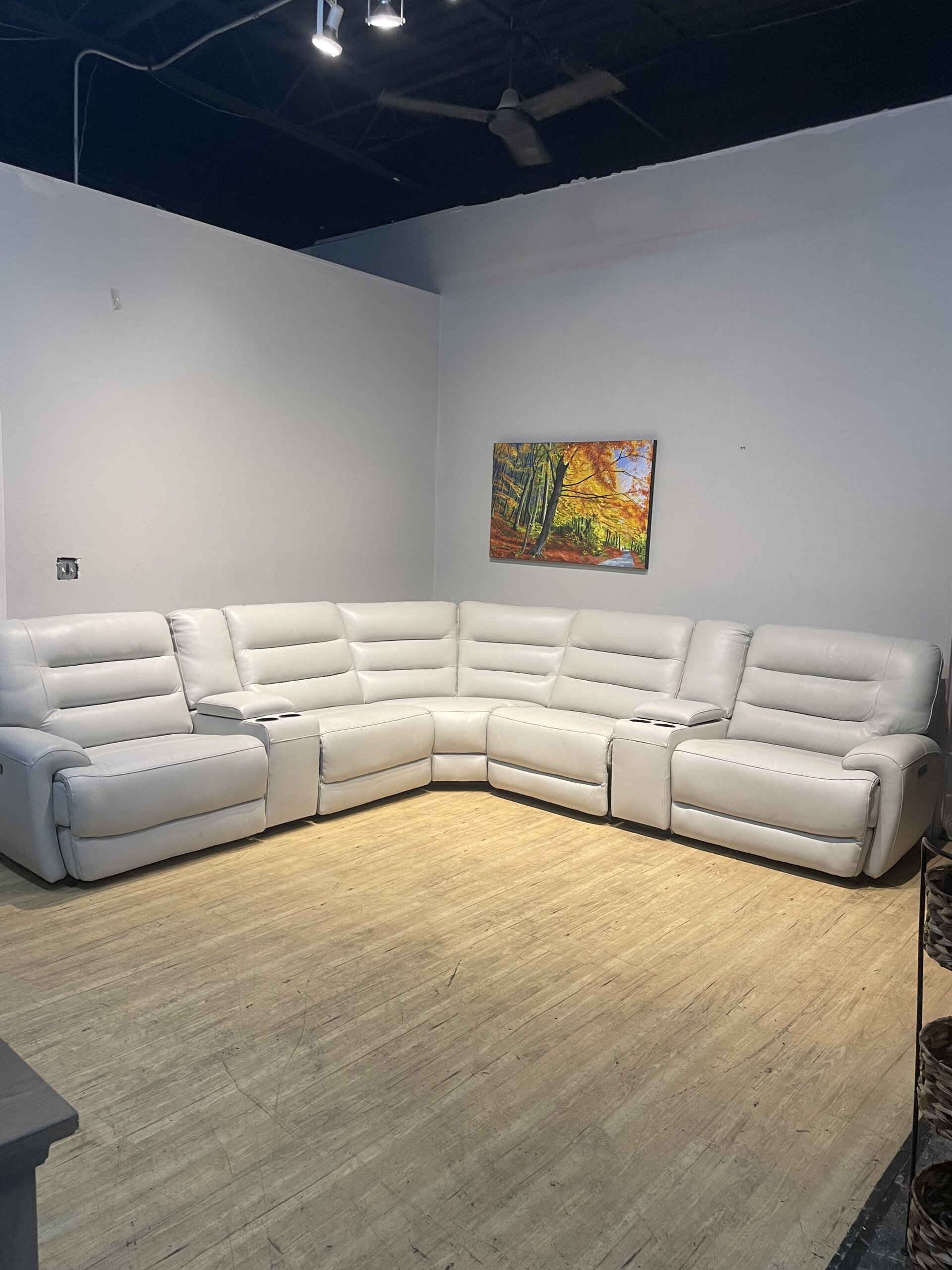 Aubrey 7-piece Leather Power Zero Gravity Reclining Sectional with Power Headrests