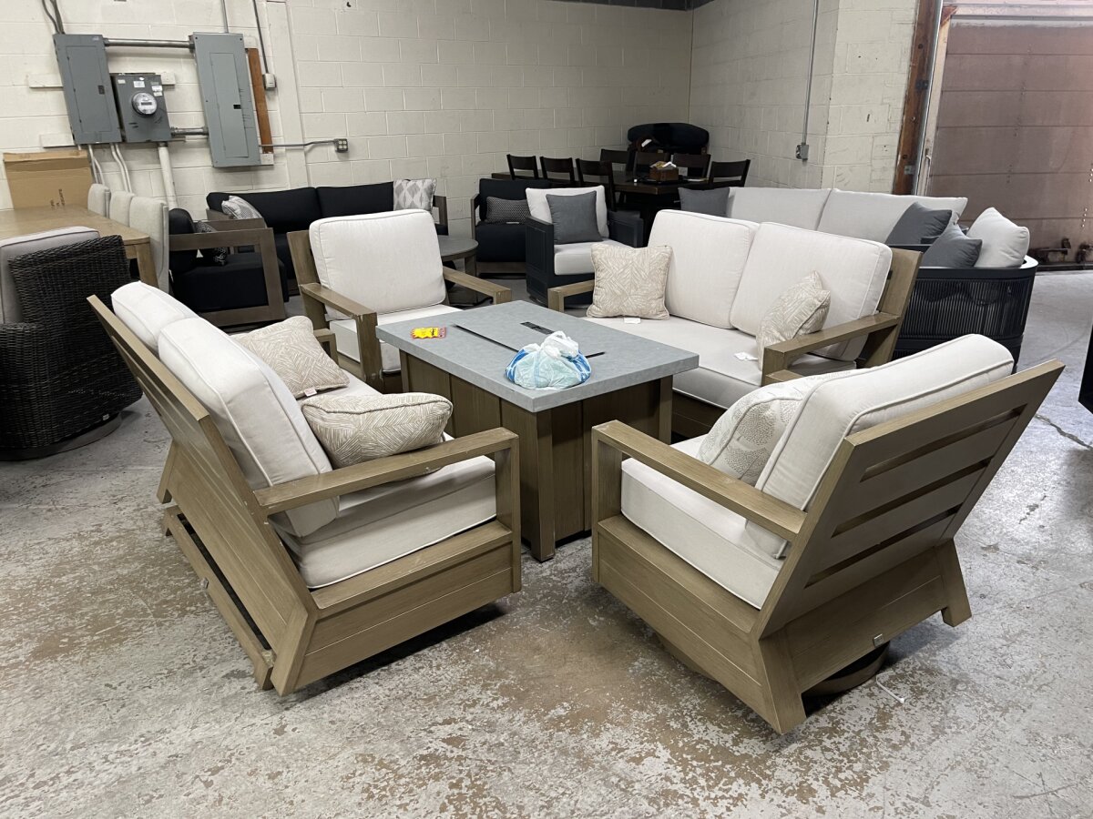 Agio Valmar 5-piece Outdoor Patio Fire Seating Set - Image 1