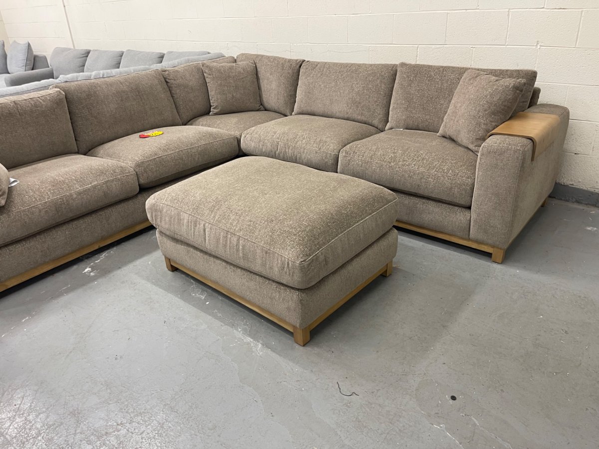 Hawthorne 3-piece Fabric Sectional with Ottoman, Brown - Image 2