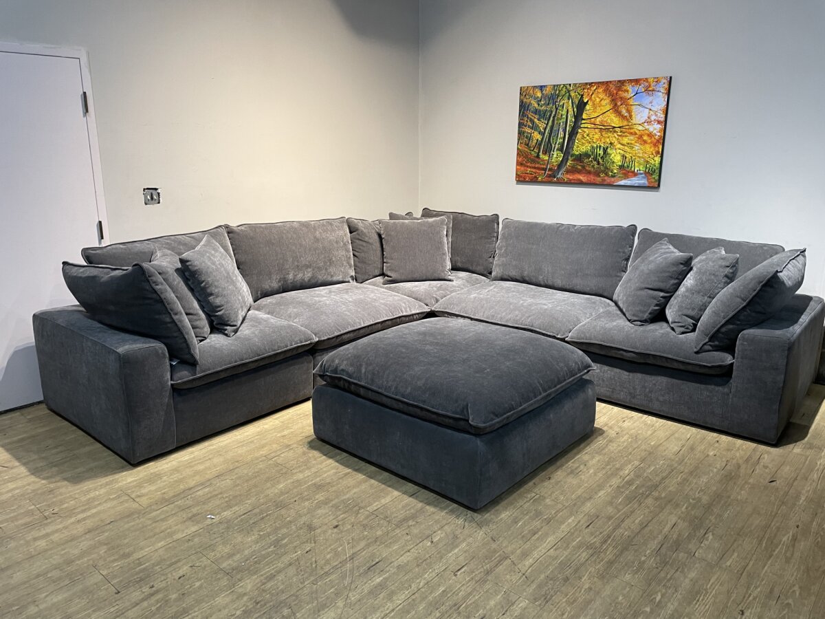 Sereen 6-piece Fabric Modular Sectional, Dark Gray