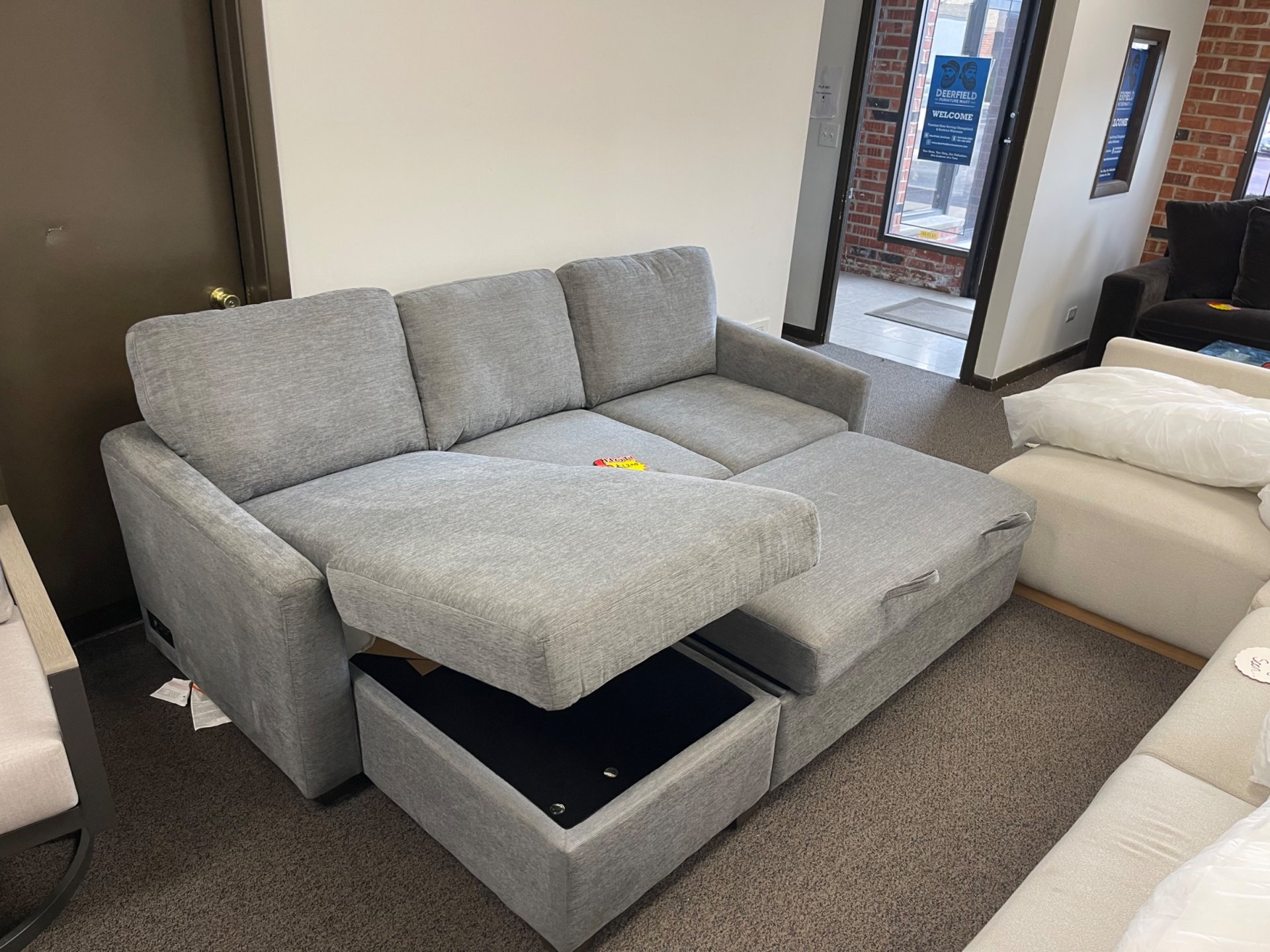Coddle Cameron Convertible Sofa with Reversible Chaise and Storage, Gray