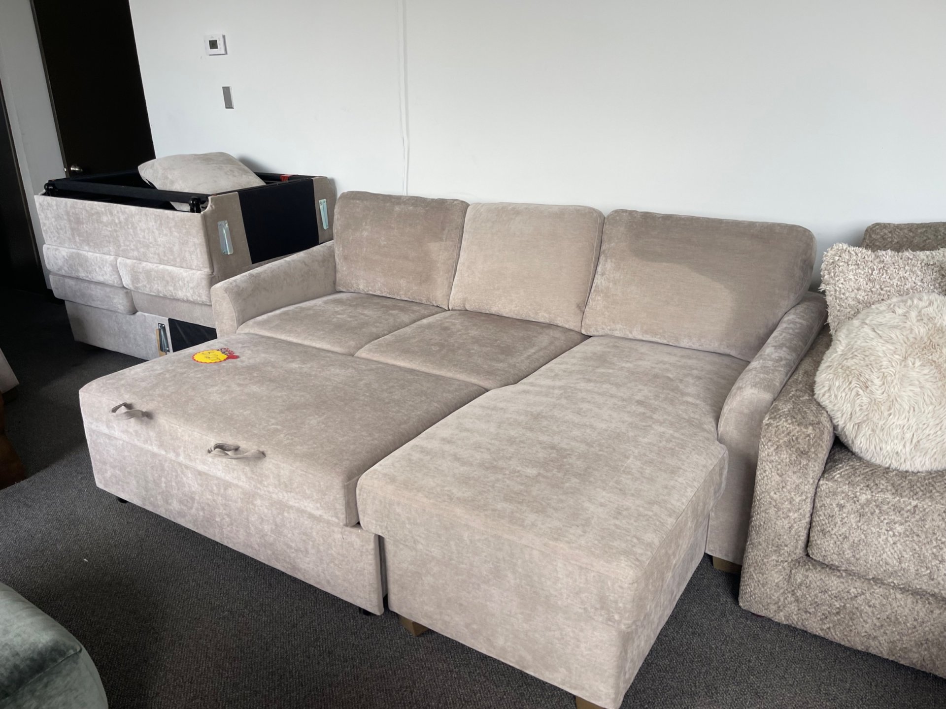 Coddle Cameron Convertible Sofa with Reversible Chaise and Storage, Taupe