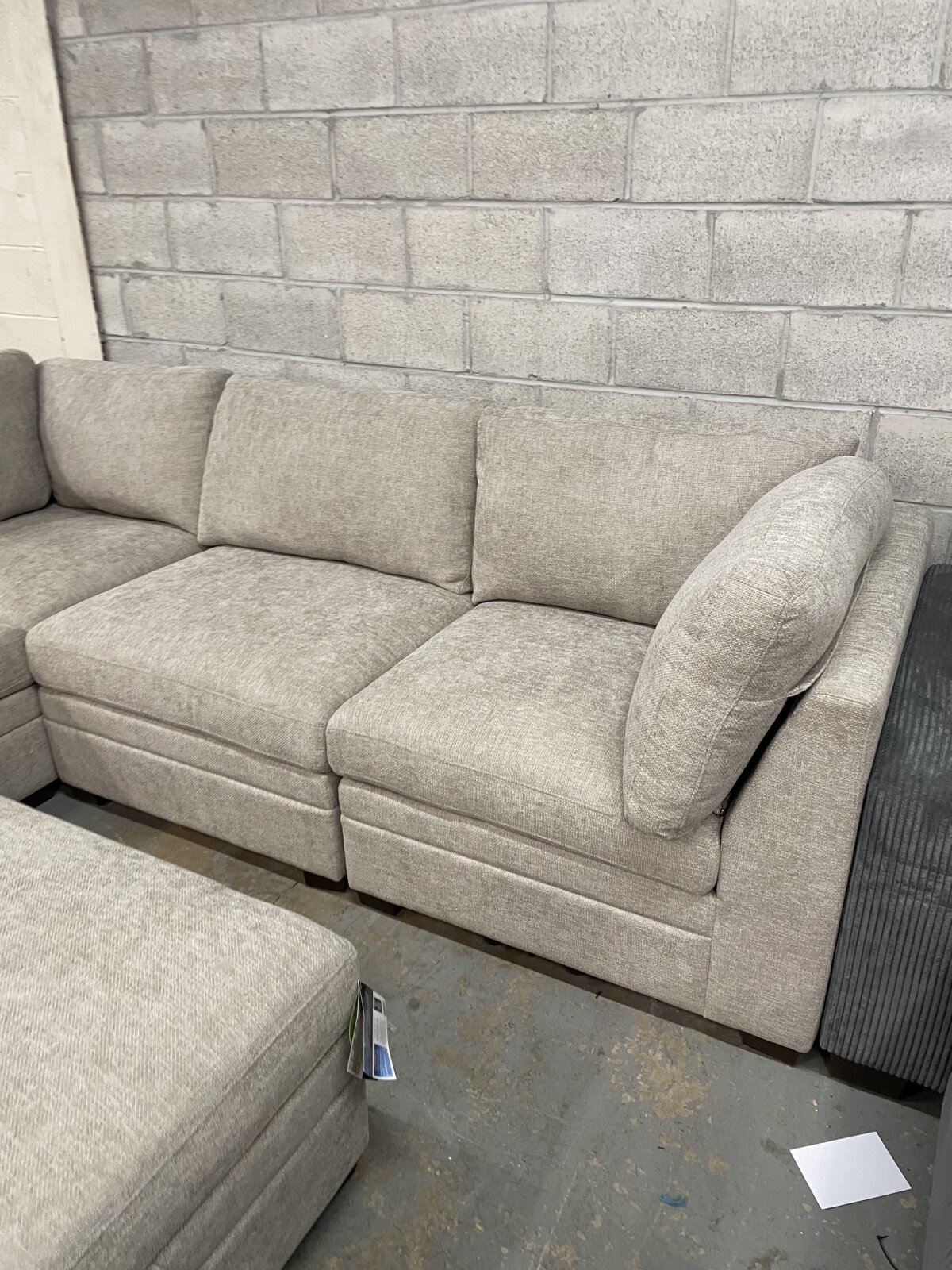 Thomasville Tisdale 6 Piece Fabric Modular Sectional With Storage Ottoman Taupe - Image 2